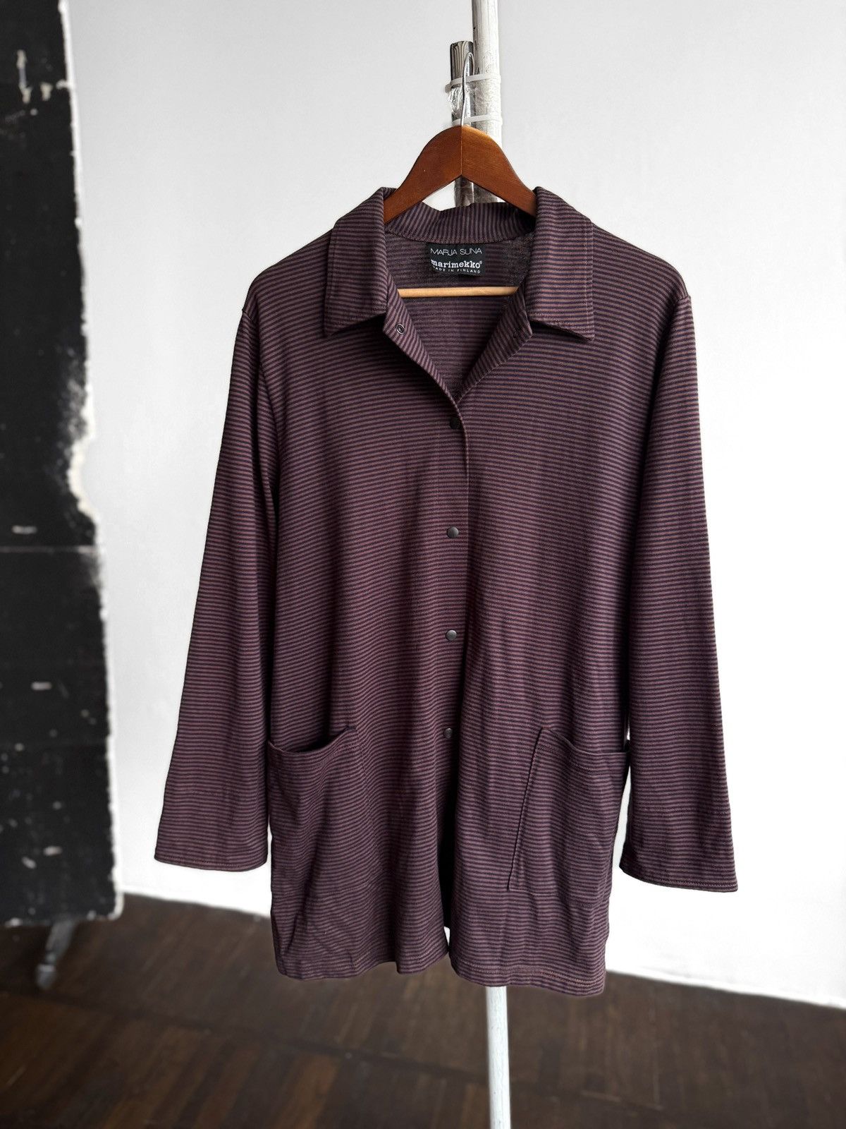 Marimekko Marimekko Marja Suna Vintage Women Burgundy Striped Cardigan Size L / US 10 / IT 46 - 1 Thumbnail