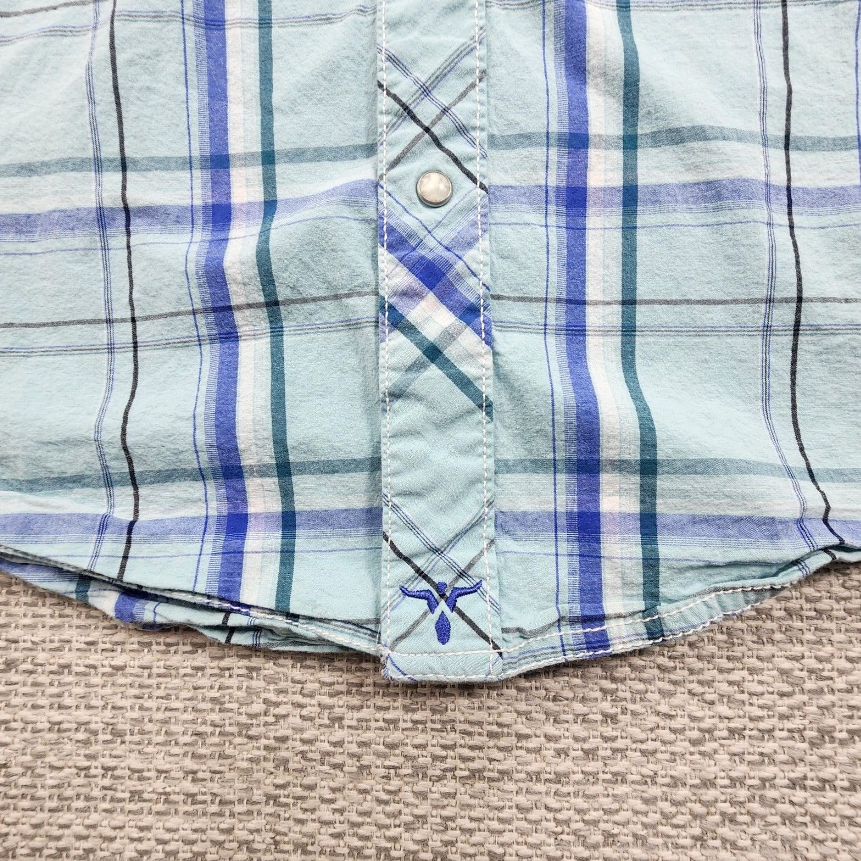 Wrangler Wrangler 20X Competition Shirt XL Blue Green Plaid Western Snap Pearl Rodeo Mens Size US XL / EU 56 / 4 - 4 Thumbnail