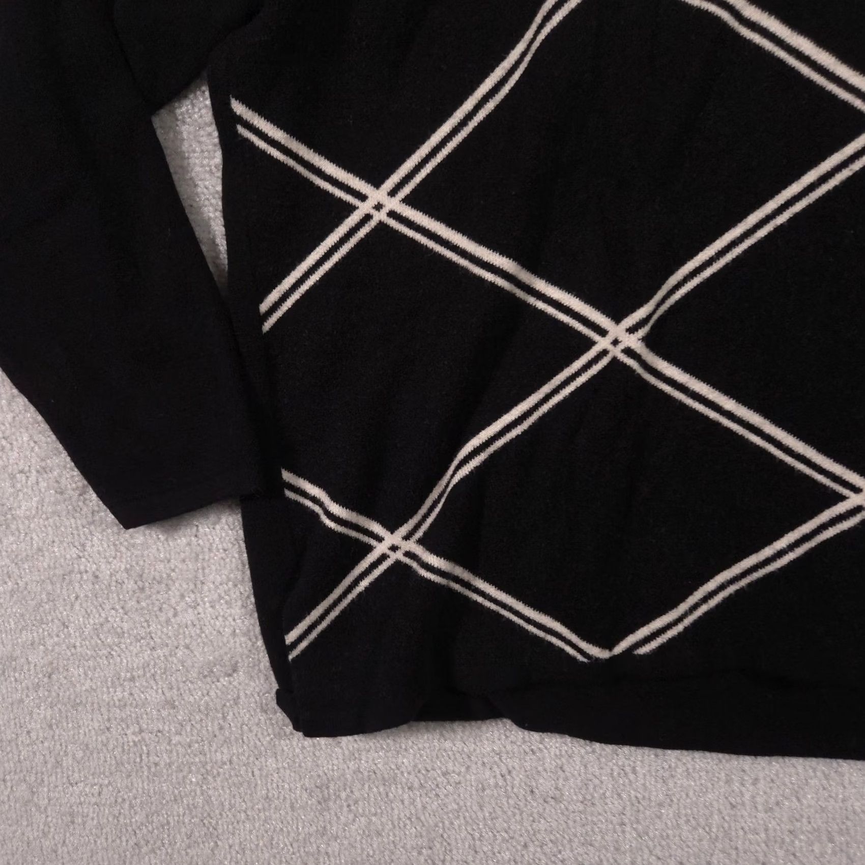 Vintage Adrienne Vittadini Sweater Womens XL Black Cowl Neck Argyle Knit Pullover Size XL / US 12-14 / IT 48-50 - 4 Thumbnail