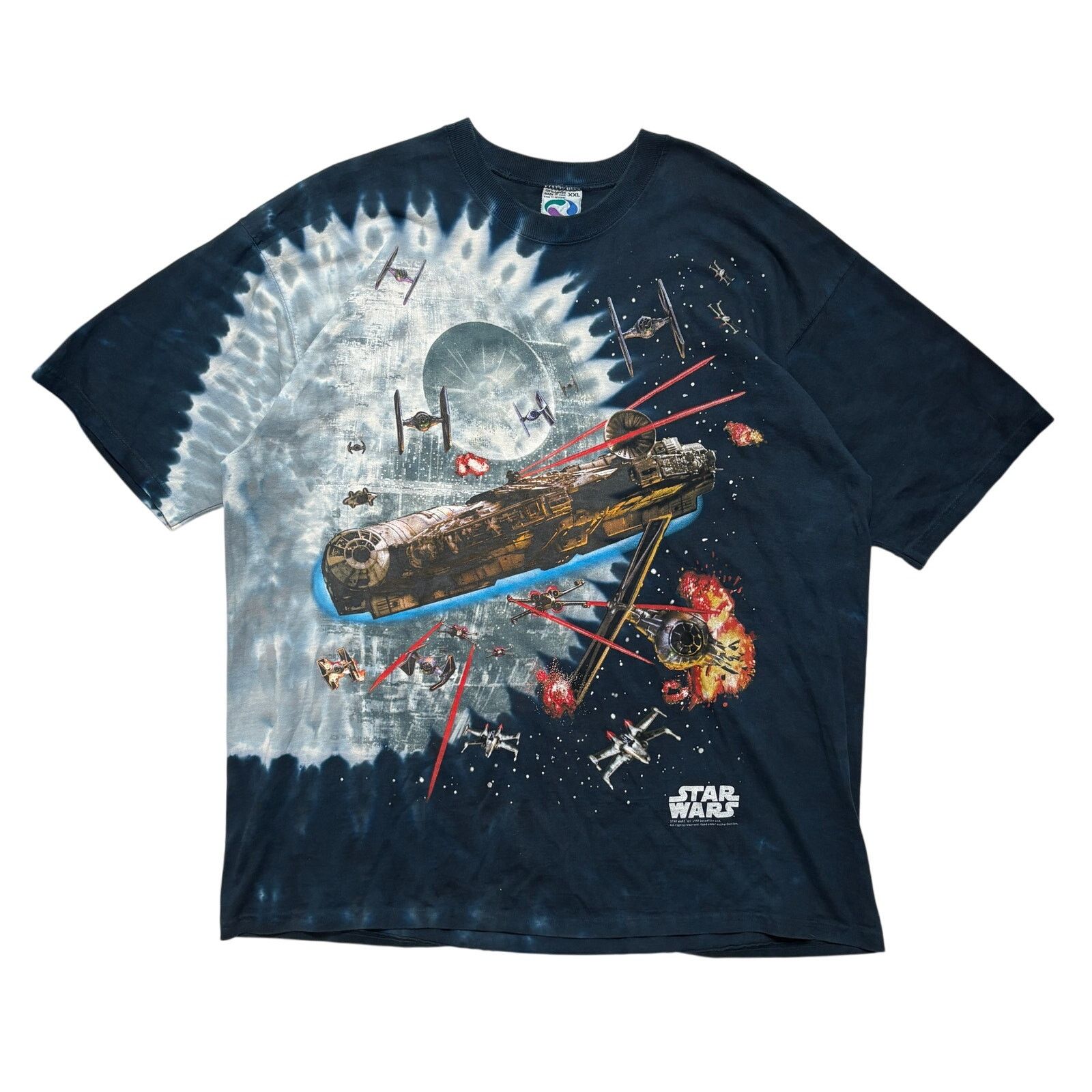 Liquid Blue VTG 90s Star Wars Millennium Falcon Liquid Blue T-Shirt XXL Size US L / EU 52-54 / 3 - 1 Thumbnail