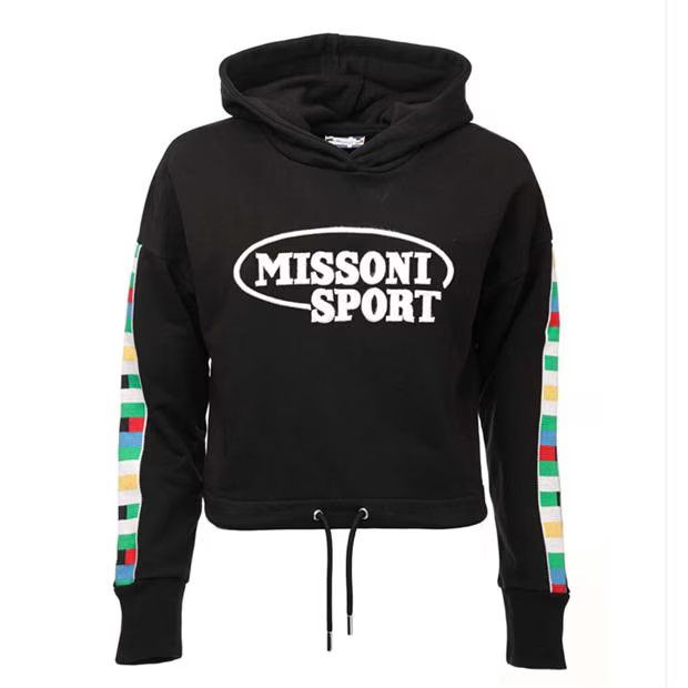 Missoni o1g2r1mq1124 Cropped-logo Hoodie in Black Size L / US 10 / IT 46 - 1 Thumbnail