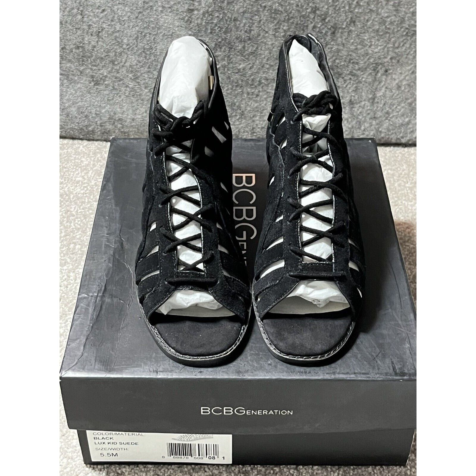 Other BCBGeneration Lace-Up Suede Wedge Sandal 5.5 Black BG-Madeya Size US 5.5 / IT 35.5 - 1 Thumbnail