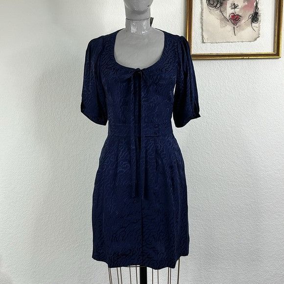 Balenciaga Balenciaga Silk 2009 Scoop Neck Pouf Sleeve Banded Waist Bow Size XS / US 0-2 / IT 36-38 - 1 Thumbnail