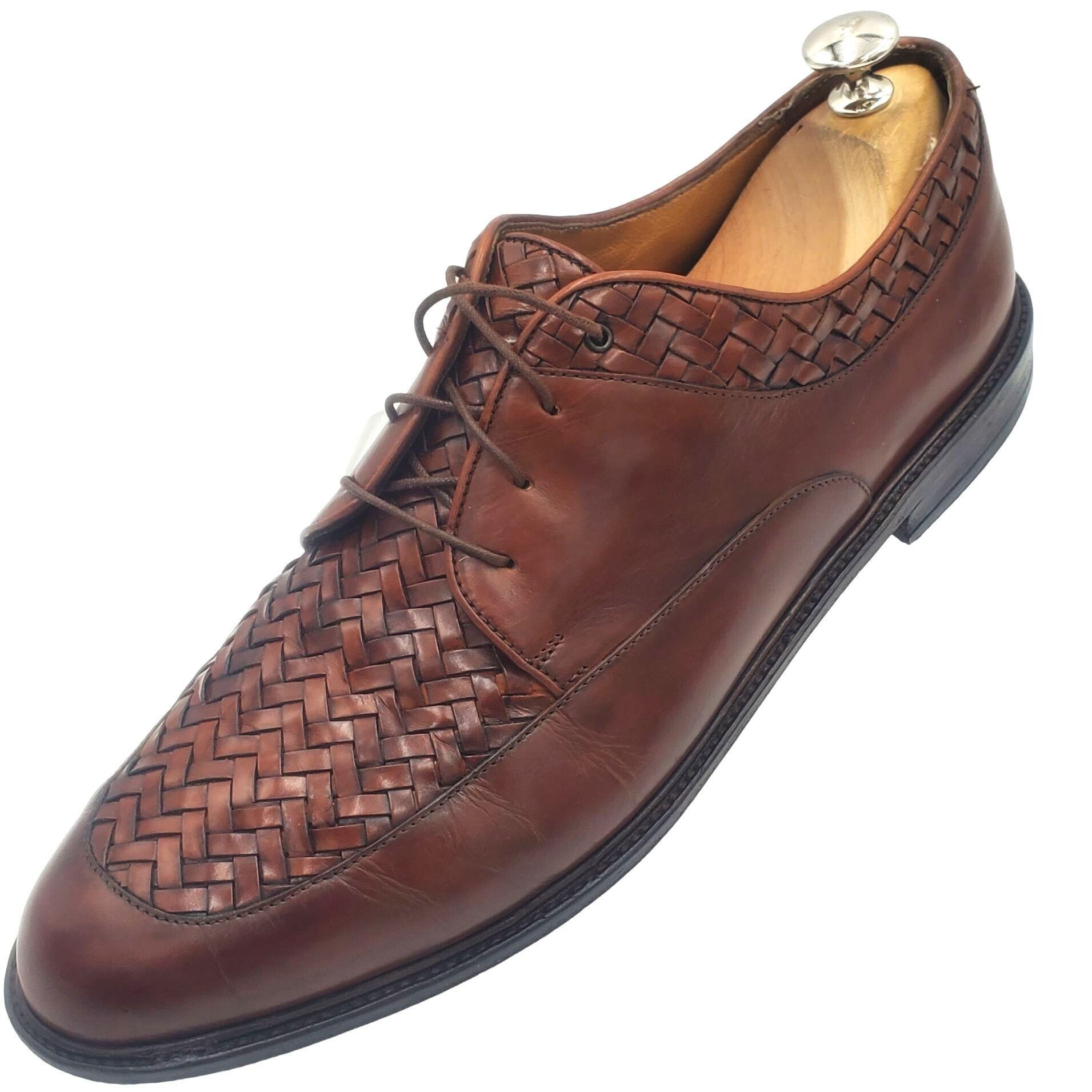 Cole Haan Italy Bragano Cole Haan Men's size 11.5B Brown Leather Woven Size US 11.5 / EU 44-45 - 6 Thumbnail
