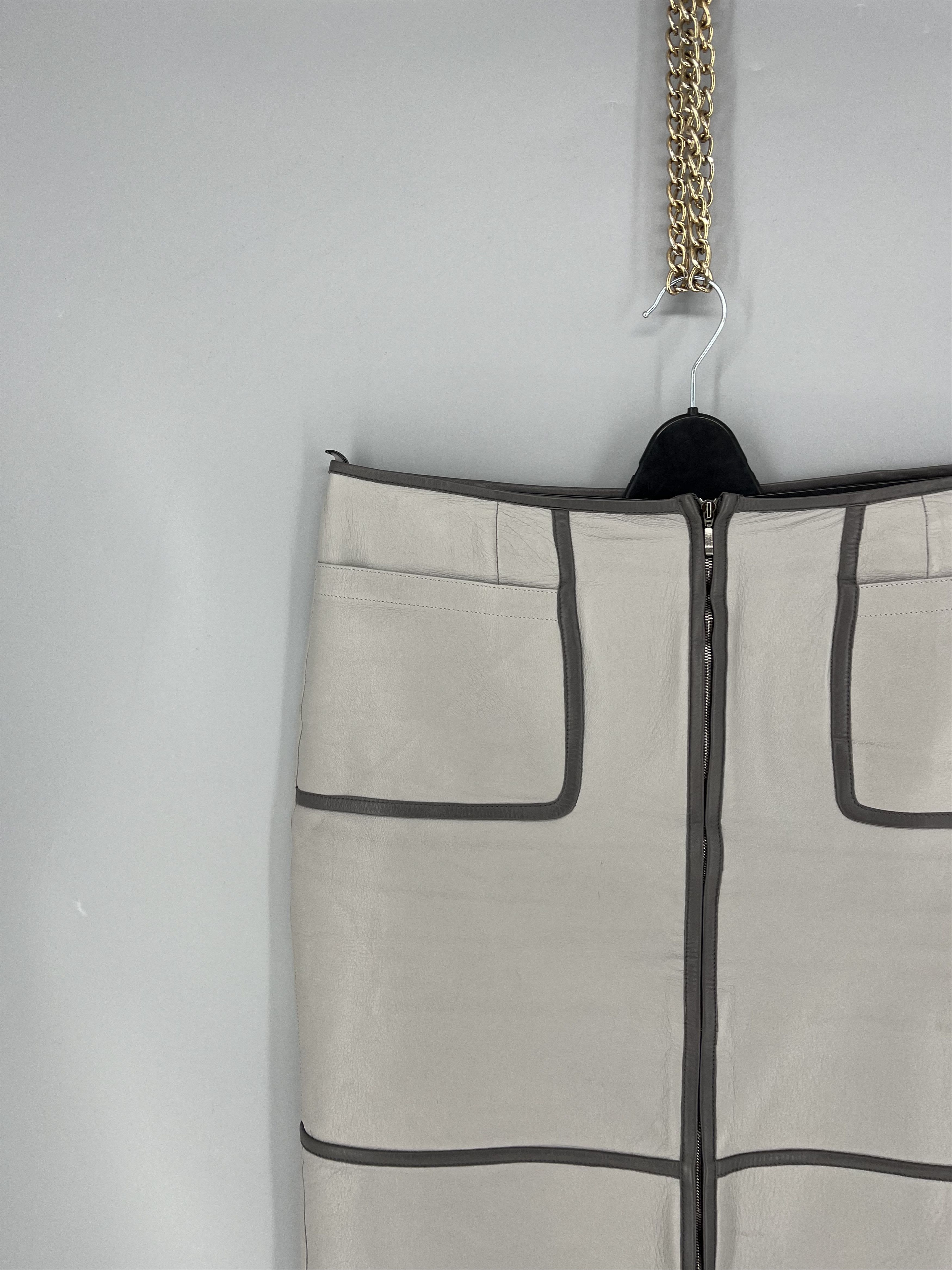 Escada Escada Vintage Leather Zip Skirt Size 40 Size 40" / US 18 - 4 Thumbnail