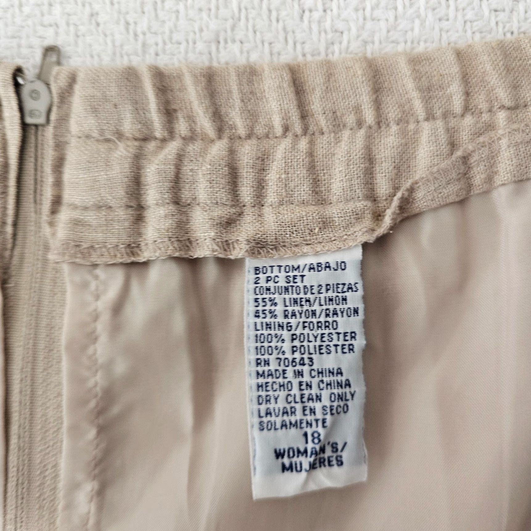 Vintage Jessica Howard Linen Blend Midi Skirt Beige Plus Size 18 Women’s Skirt Suit Beige 18 Plus Women’s Size 40" / US 18 - 4 Thumbnail