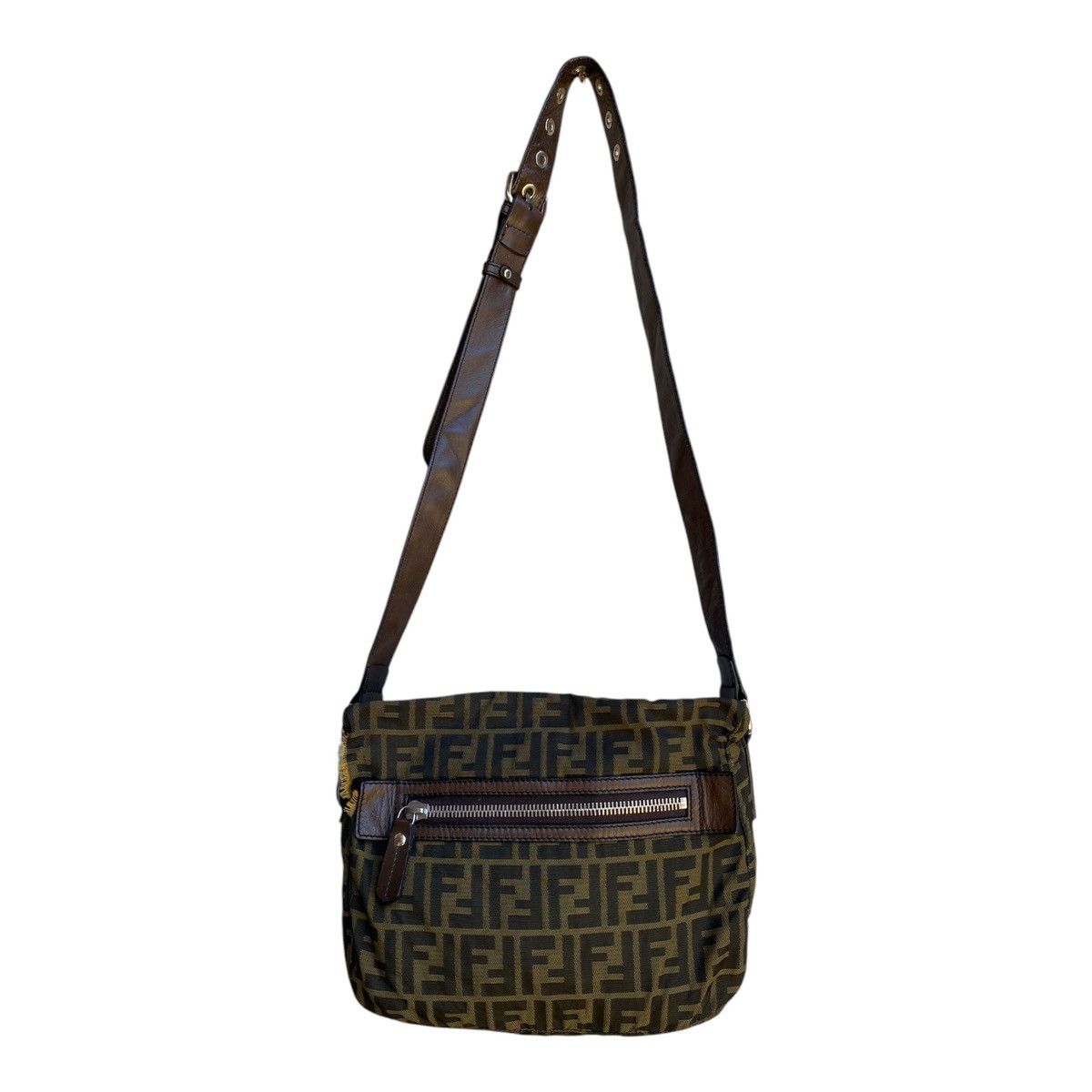 Fendi Fendi Monogram Women Crossbody Bag Canvas Leather Brown Size ONE SIZE - 3 Thumbnail