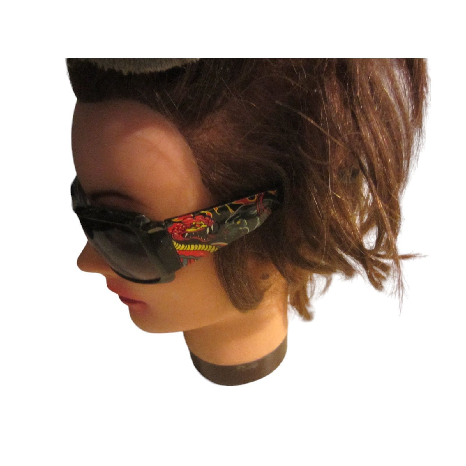 Vintage Y2K Streetwear Black Dragon Print Wrap Sunglasses Unisex Size ONE SIZE - 4 Thumbnail
