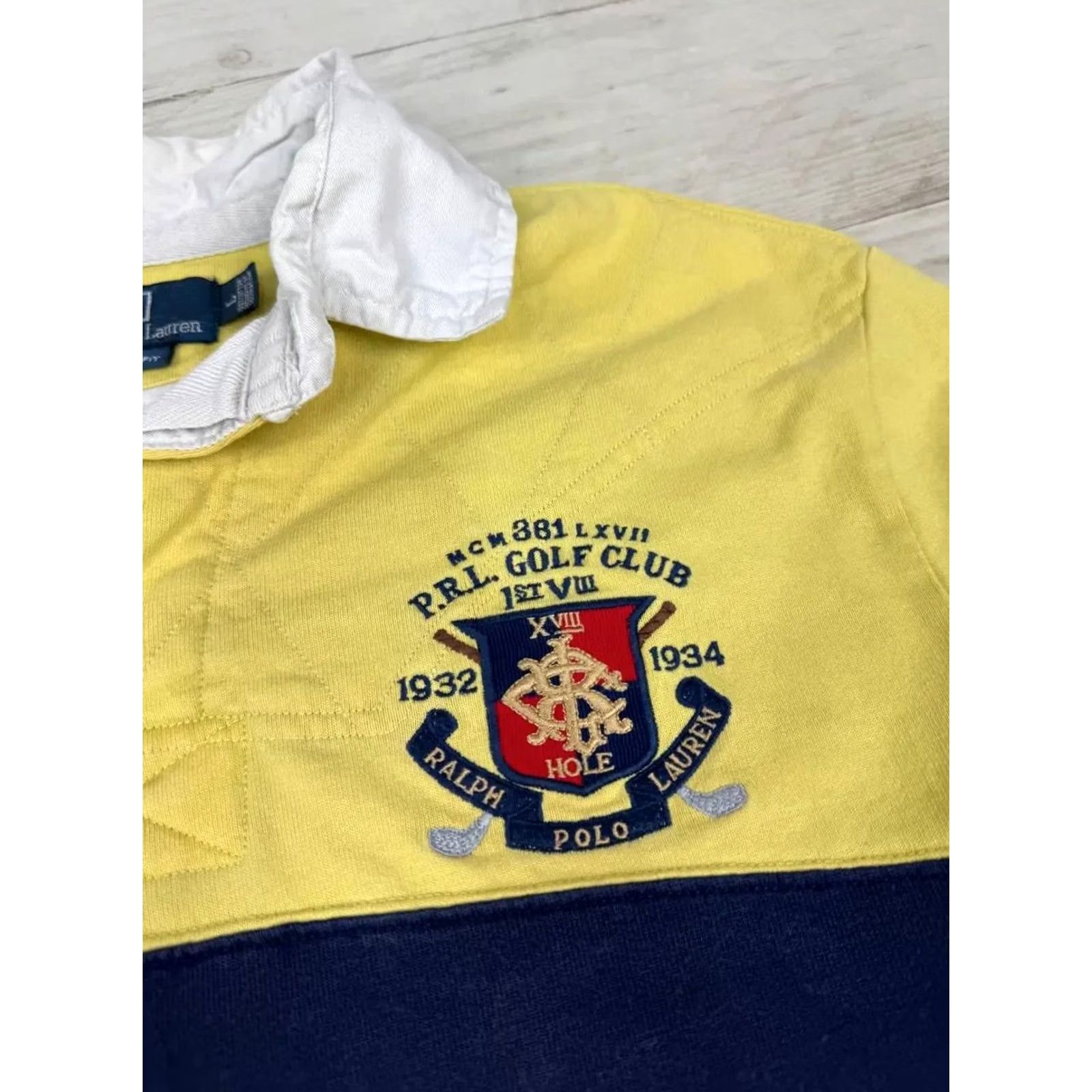 Polo Ralph Lauren VINTAGE Polo Ralph Lauren Rugby Striped Shirt Polo Shirt Men L Yellow Size US L / EU 52-54 / 3 - 7 Thumbnail