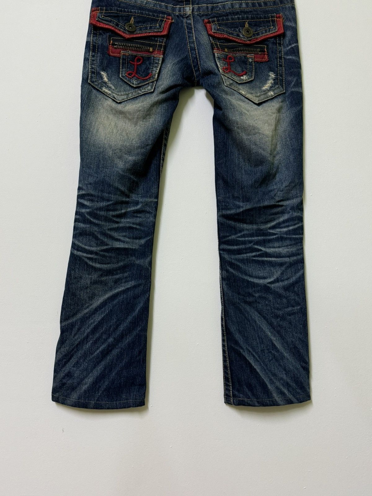 If Six Was Nine × Le Grande Bleu (L.G.B.) × Vintage VTG LOLITA DENIM DISTRESSED MUD WASH LOW RISE DENIM Size US 31 - 12 Thumbnail