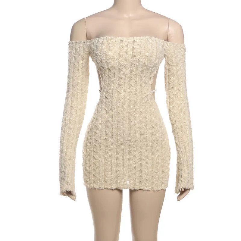 Other Solid Color High Waist Slim Fit Backless Off-shoulder Dress Size L / US 10 / IT 46 - 3 Thumbnail