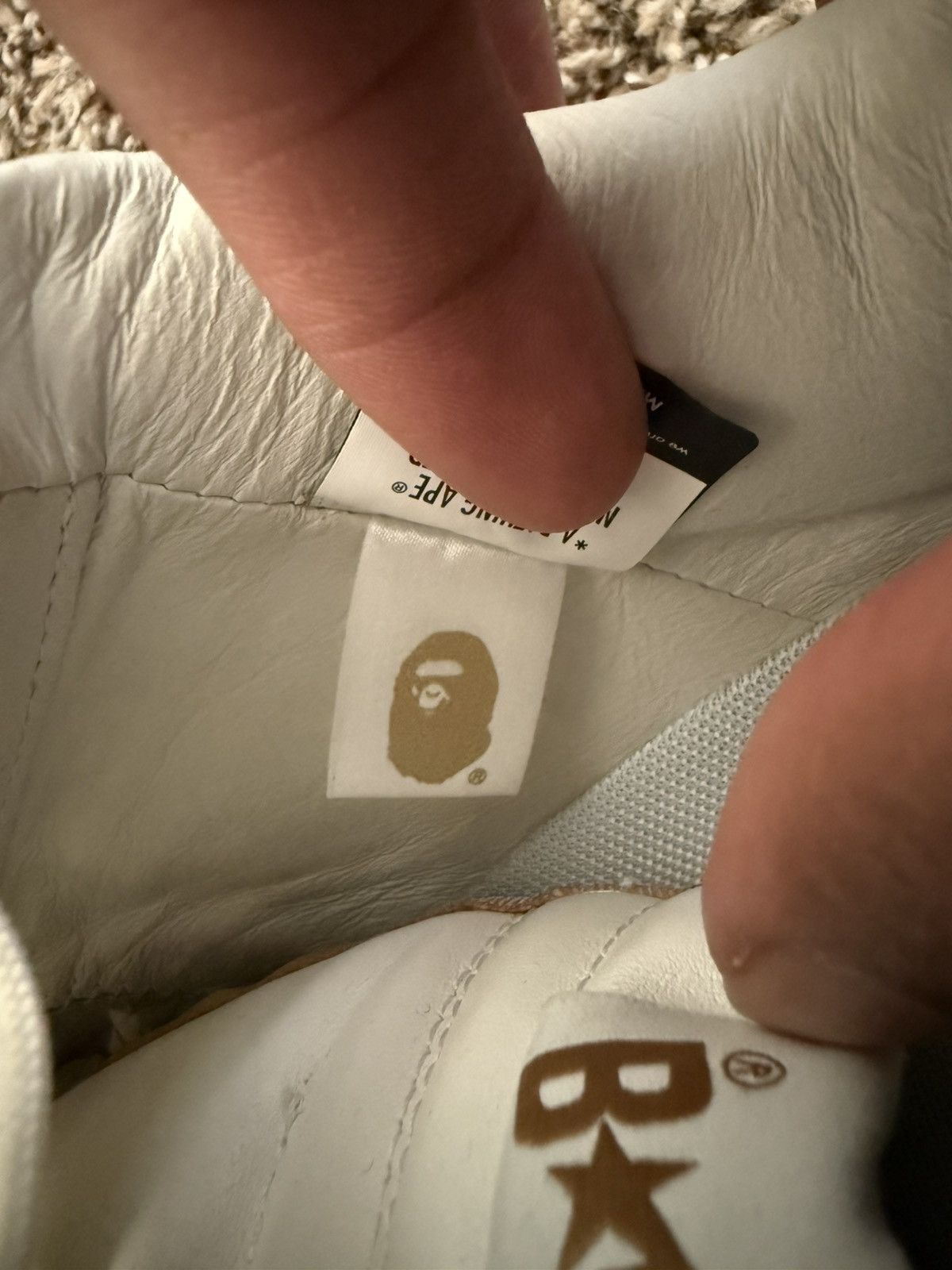 Bape A Bathing Ape Bape Sta White Beige Size US 12 / EU 45 - 10 Thumbnail