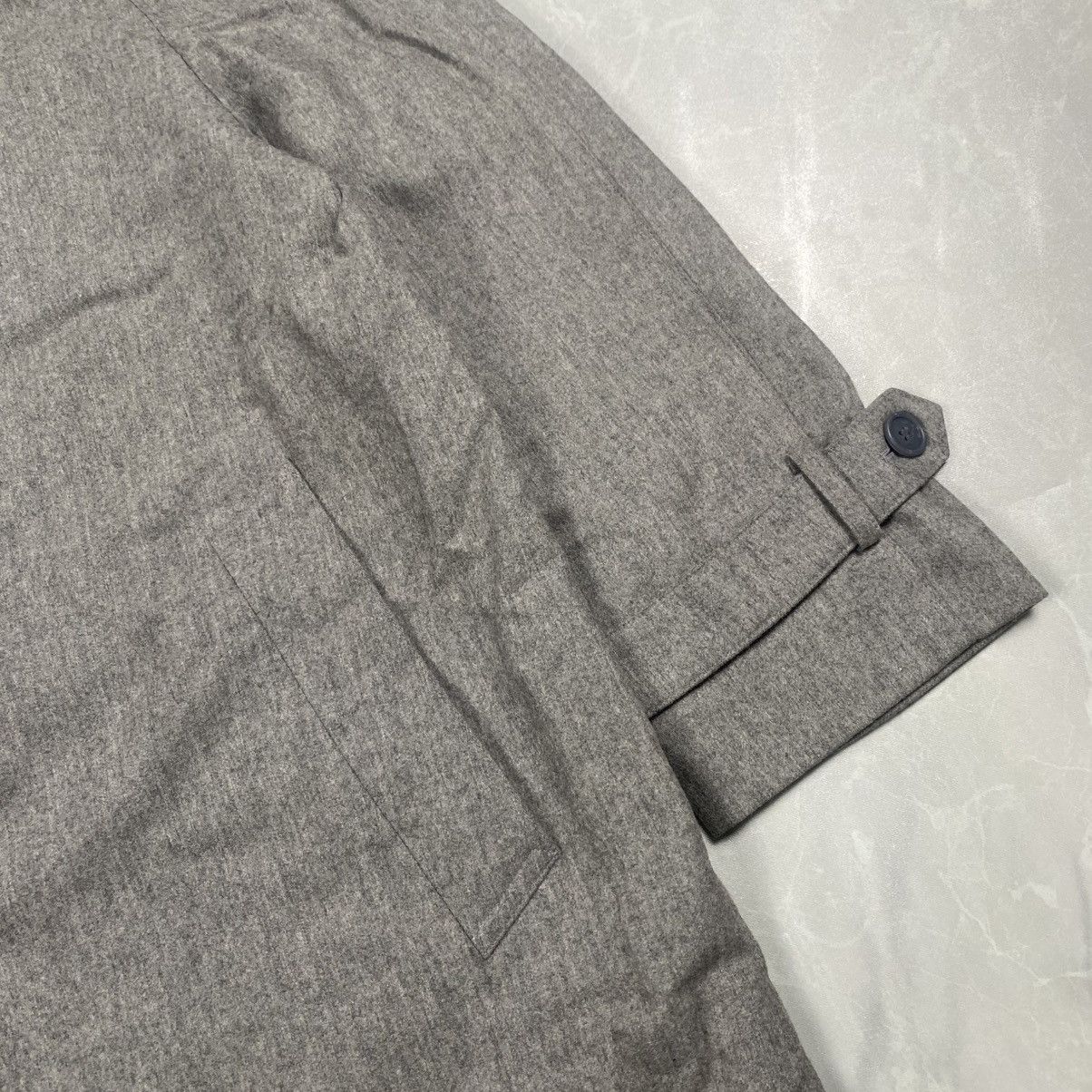 Sanyo Vintage 90s Sanyo Blue Flag Wool Blend Light Trench Coat Size US M / EU 48-50 / 2 - 5 Thumbnail