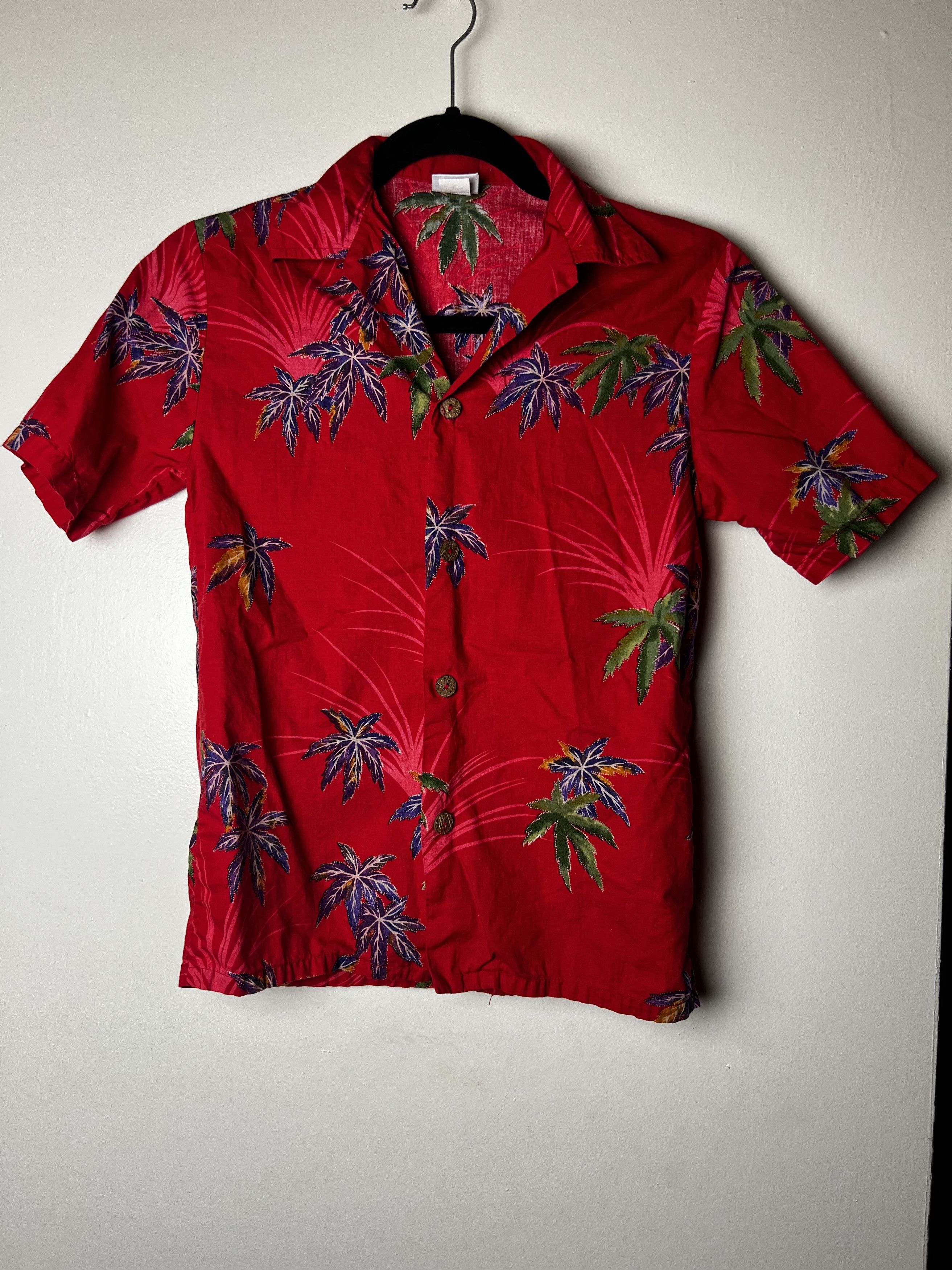 Vintage Vintage Wave Hawaiian Palm Tree Print Short Sleeve Button Up Size XXS / US 00 / IT 34 - 1 Thumbnail