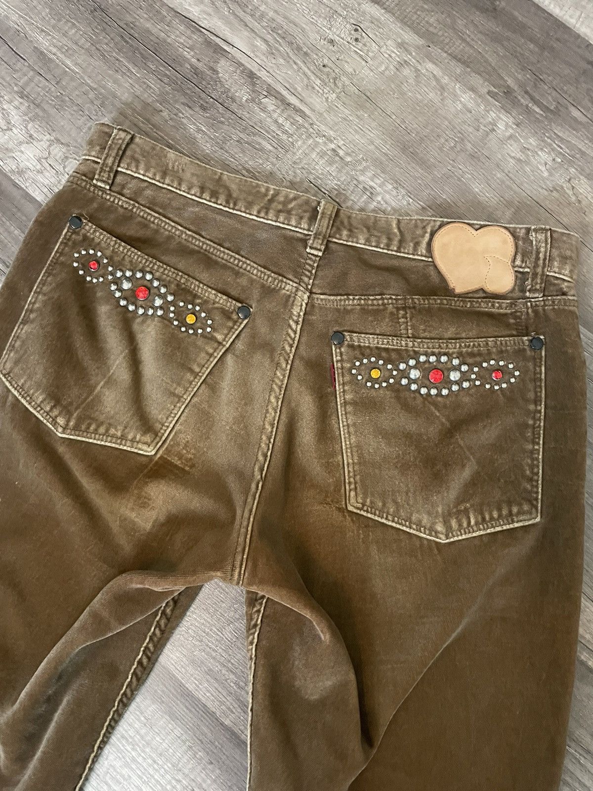 Number (N)ine 🎆 NUMBER NINE AW ‘03 STUDDED JEWEL VELVET PANTS Size US 31 - 4 Thumbnail