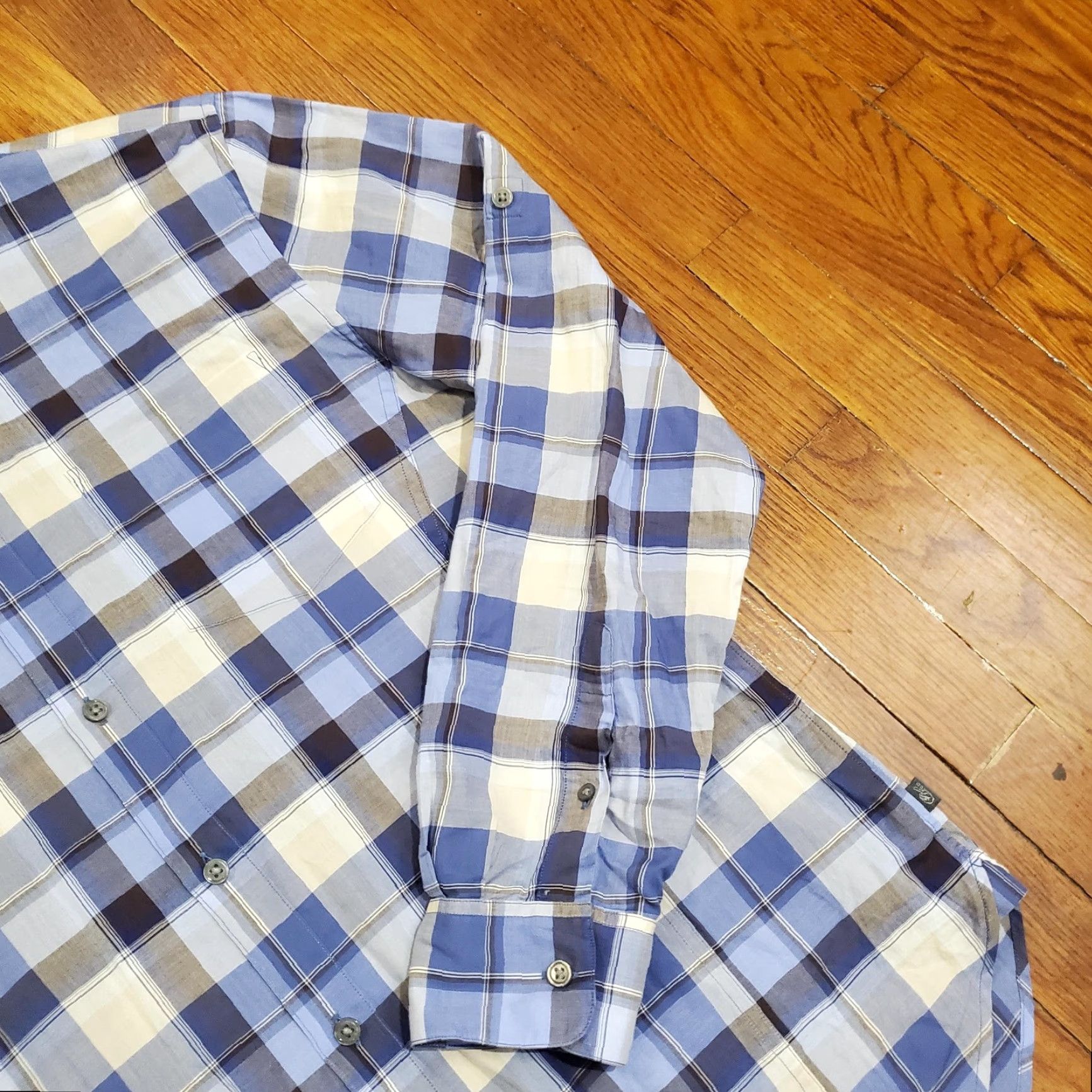 John Varvatos John Varvatos Shirt Mens Medium Blue White Plaid Button Down Long Sleeve Casual Shirt Size US M / EU 48-50 / 2 - 3 Thumbnail