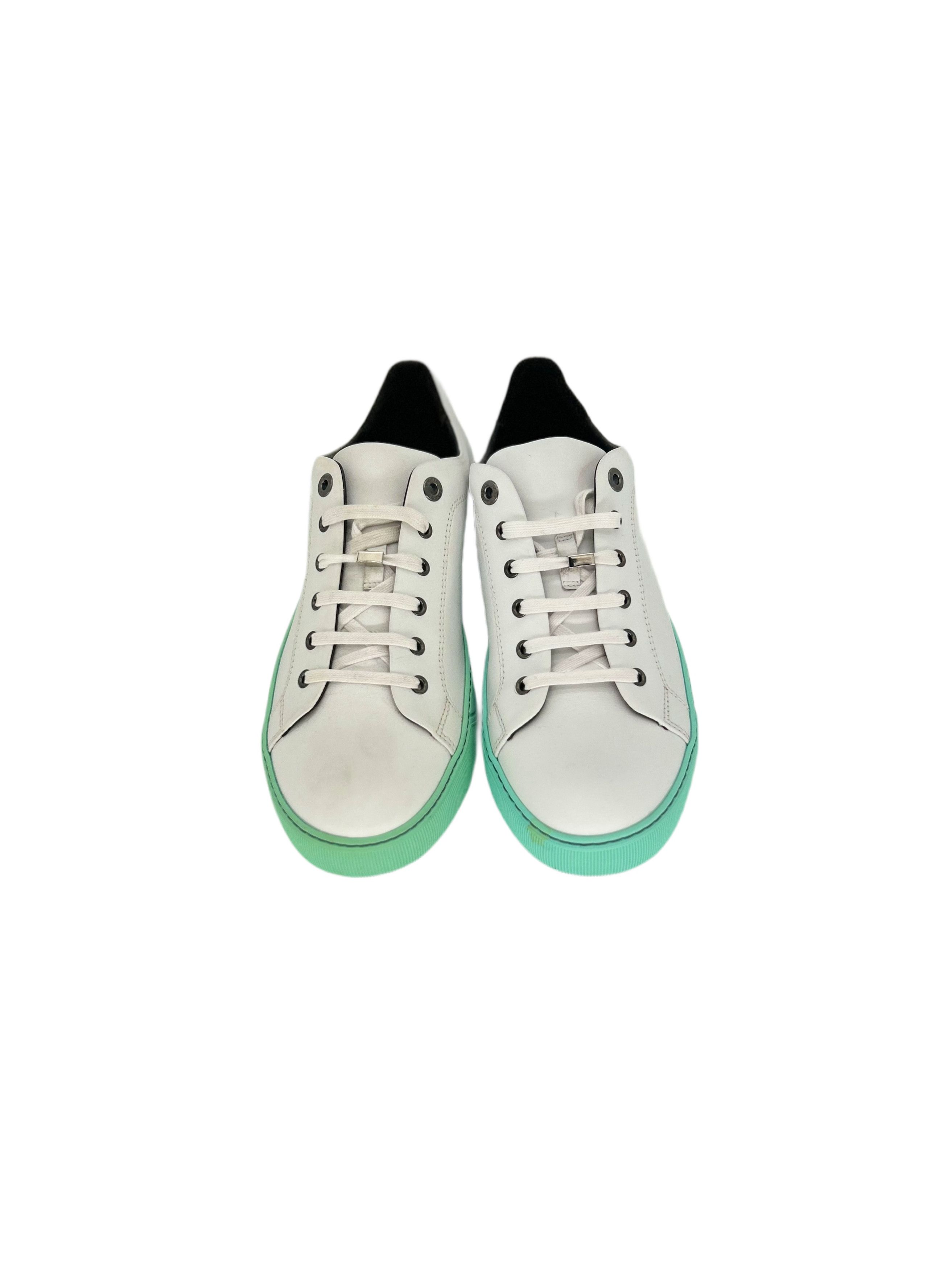 Lanvin White Leather Trainers with Mint Green Sole Size US 9 / EU 42 - 4 Thumbnail