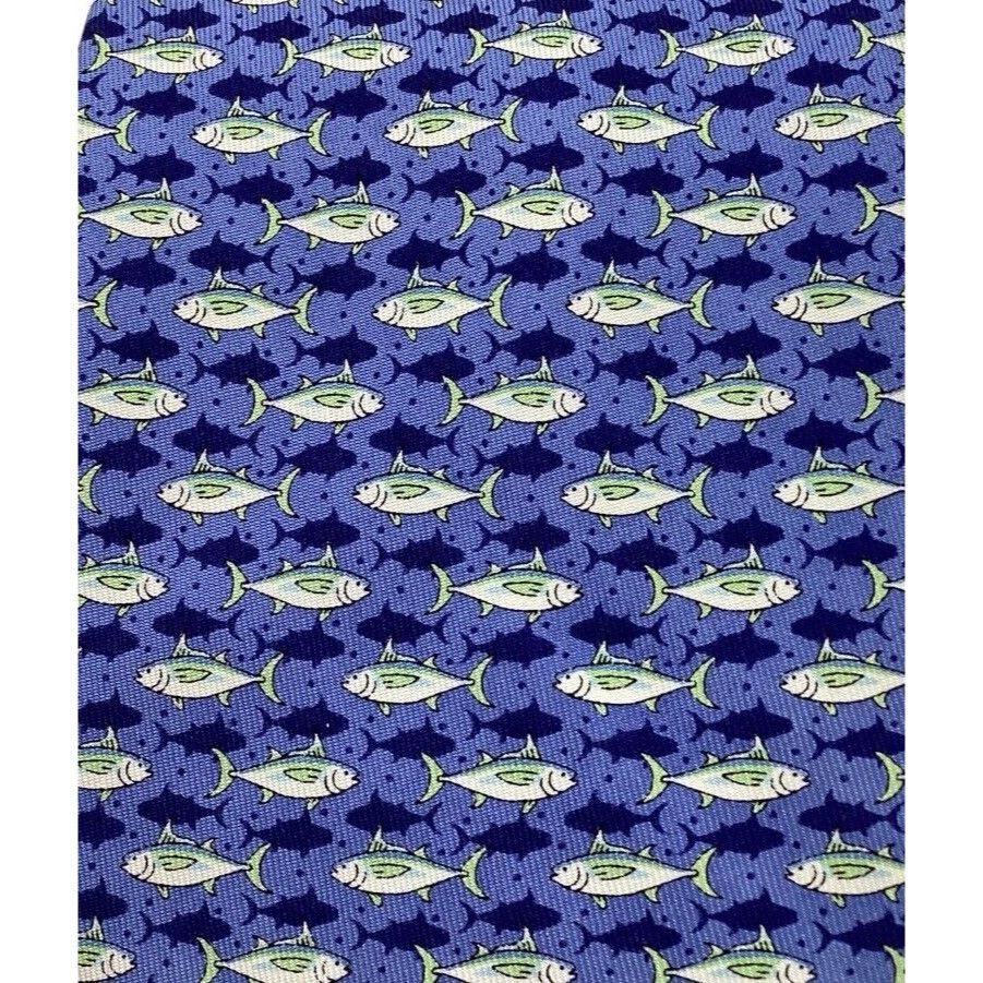 Vineyard Vines VINEYARD VINES Blue Fish Print Silk Tie Hand Made In USA W: Size ONE SIZE - 6 Thumbnail