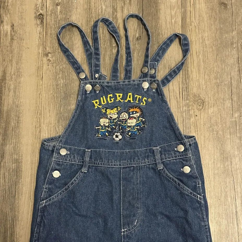 Nickelodeon Vintage 90s Nickelodeon Rugrats Soccer Denim Overalls Size 28" / US 6 / IT 42 - 2 Thumbnail