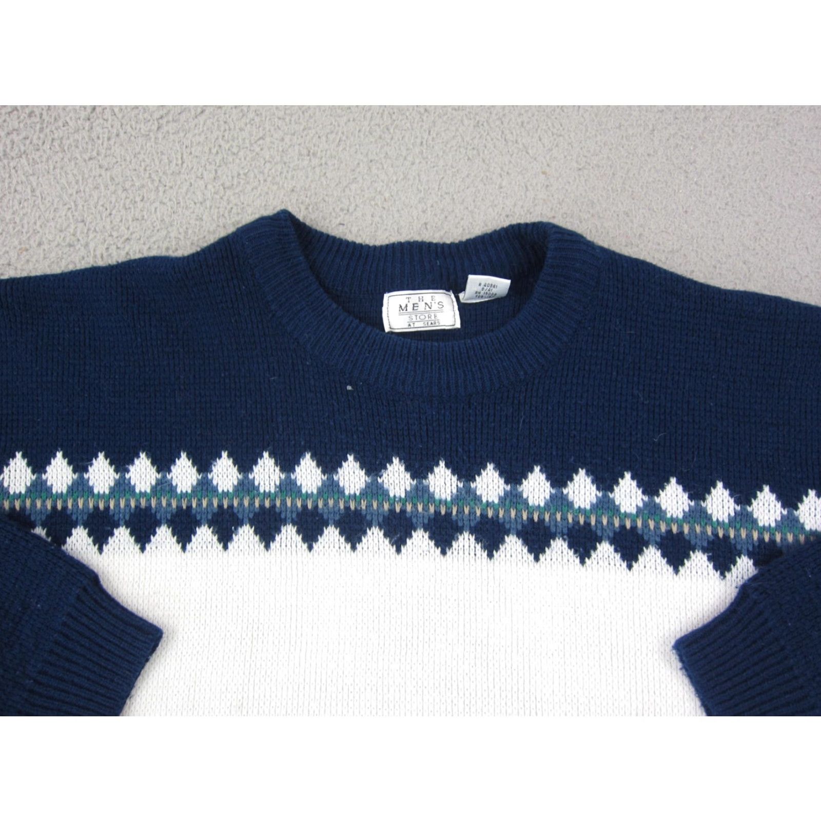Sears VINTAGE Sears Sweater L Blue Fair Isle Acrylic 90s Chunky Pullover Mens Size US L / EU 52-54 / 3 - 2 Thumbnail