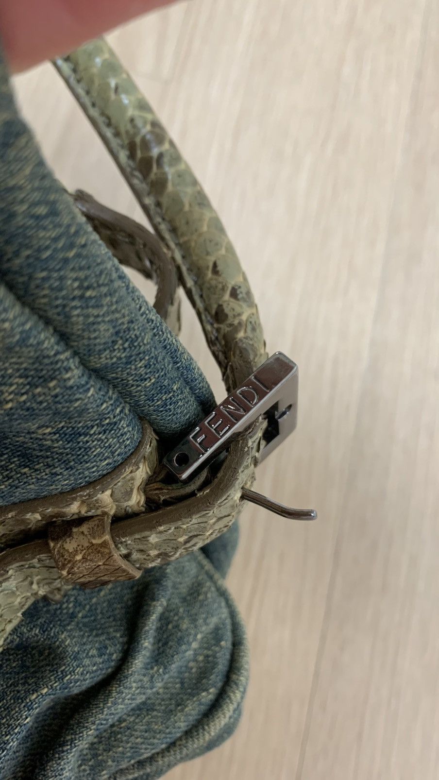 Fendi Fendi Military Blue Denim Mini Bag with Python Handles Size ONE SIZE - 3 Thumbnail