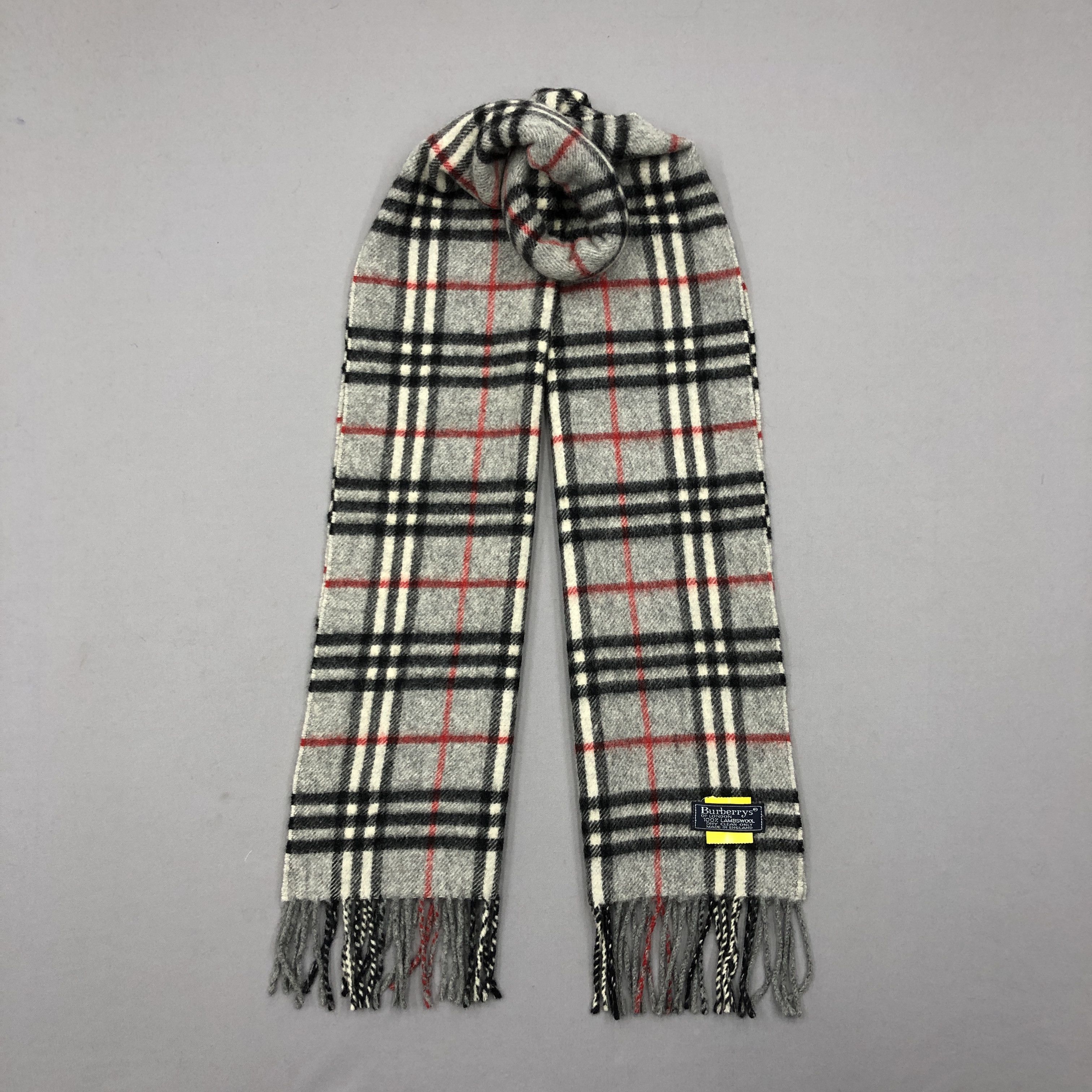 Vintage Burberry Scarf Nova Check Wool Cashmere Scarves