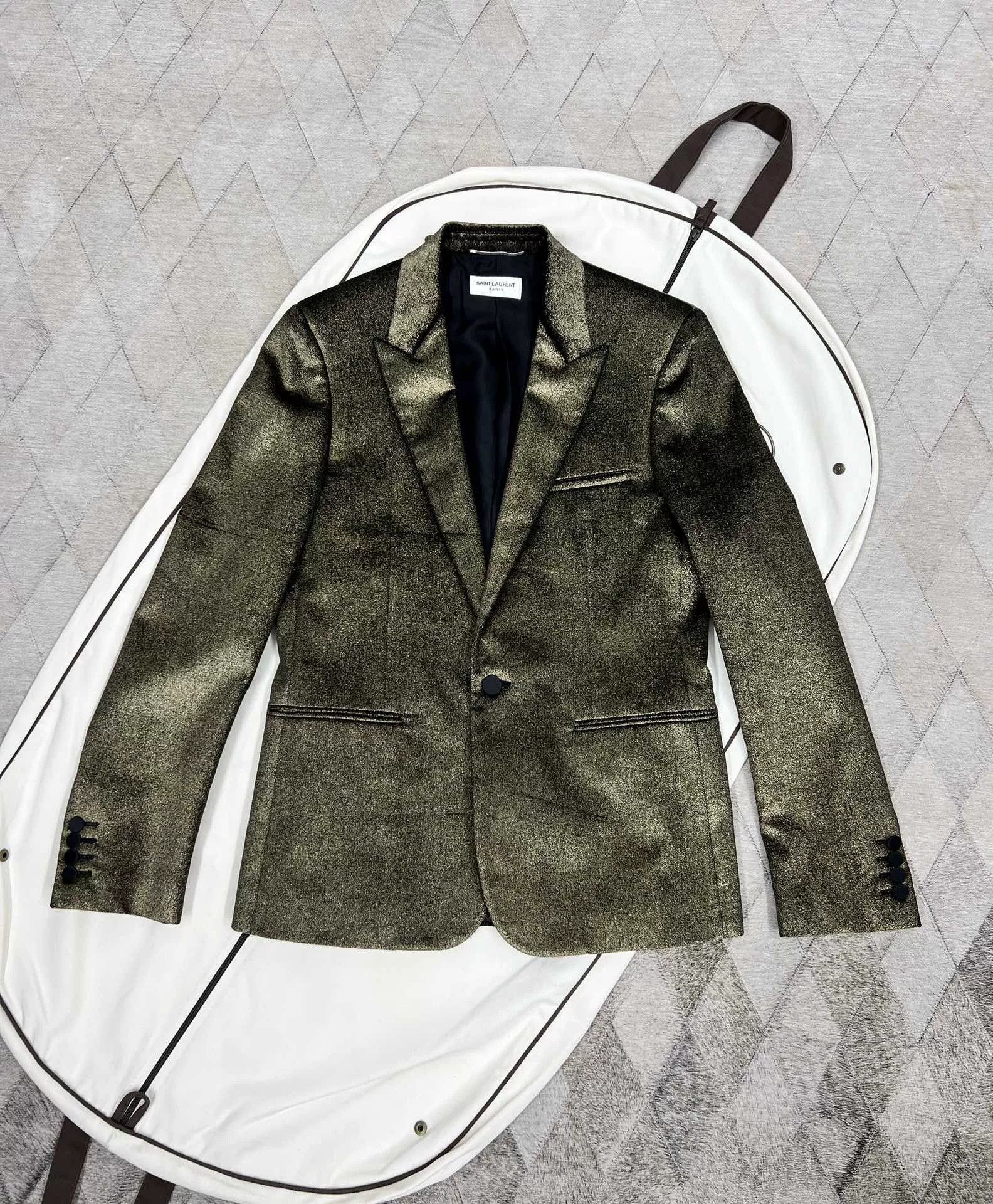 Saint Laurent Paris Saint Laurent Gold Metallic Blazer Size US S / EU 44-46 / 1 - 1 Thumbnail
