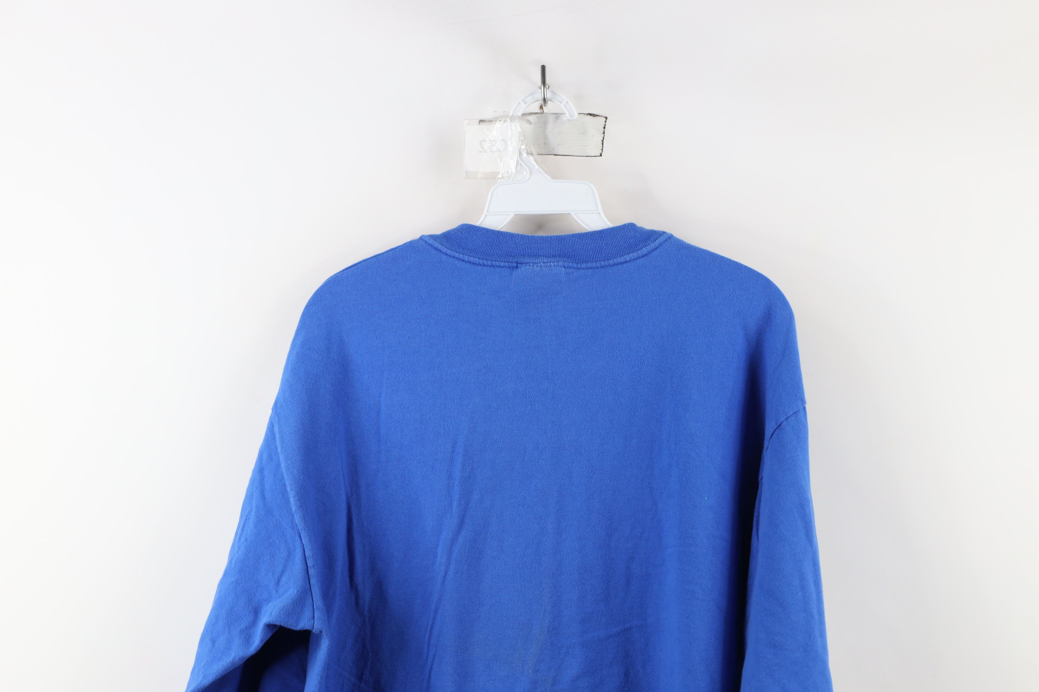 Hanes × Vintage Vintage 90s Hanes Beefy Long Sleeve T-Shirt Blue Cotton Size US L / EU 52-54 / 3 - 12 Thumbnail