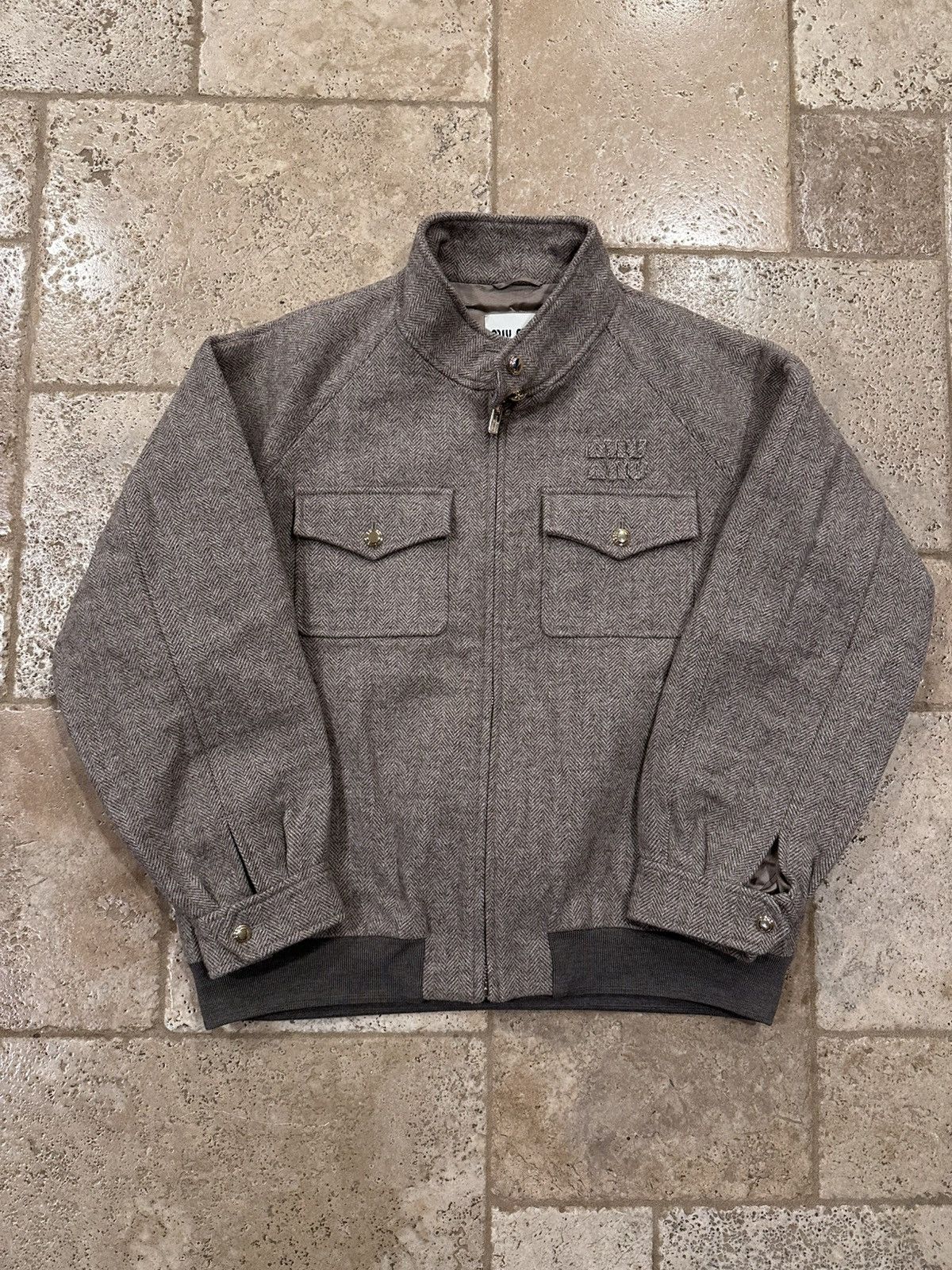 Miu Miu Miu Miu Brown / Biege Chevron Cord Logo Blouson Zip Jacket Size M / US 6-8 / IT 42-44 - 5 Thumbnail