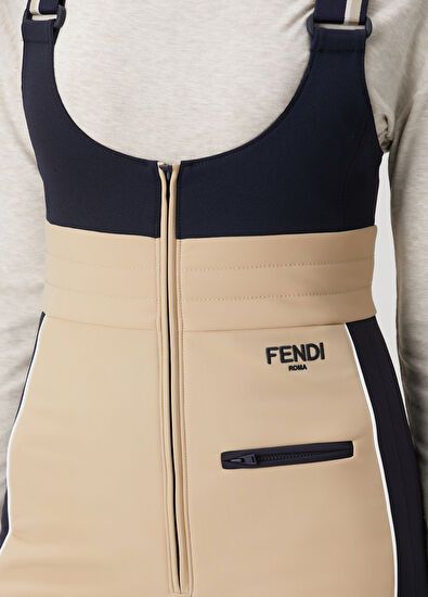 Fendi o1s1wg110226 Ski Jumpsuit in Beige/Midnight Blue Size 28" / US 6 / IT 42 - 4 Thumbnail