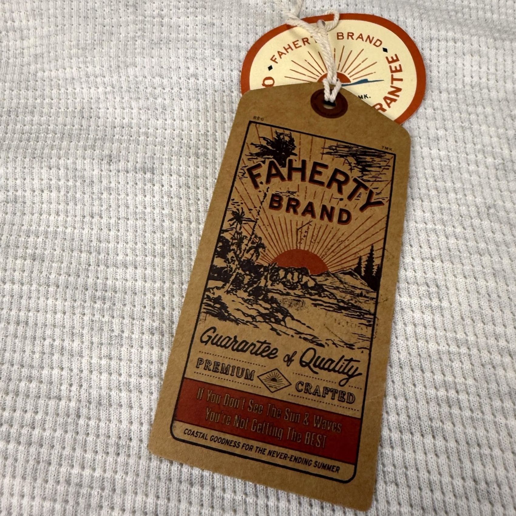 Faherty Faherty Shirt Mens 2XL White Cloud Cotton Thermal Waffle Knit Long Sleeve Tee Size US XXL / EU 58 / 5 - 5 Thumbnail