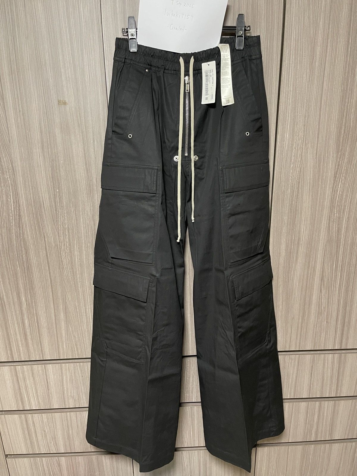 Rick Owens Black Belas Cargo Pants Size 48