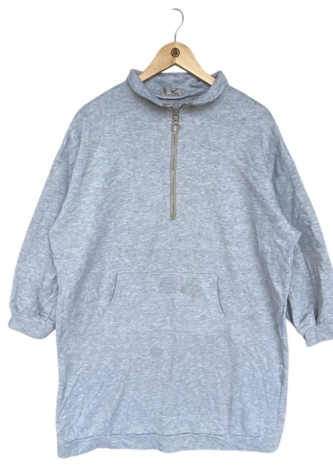Vintage Quarterzip Sweatshirt Streetwear Gray Color Size XL