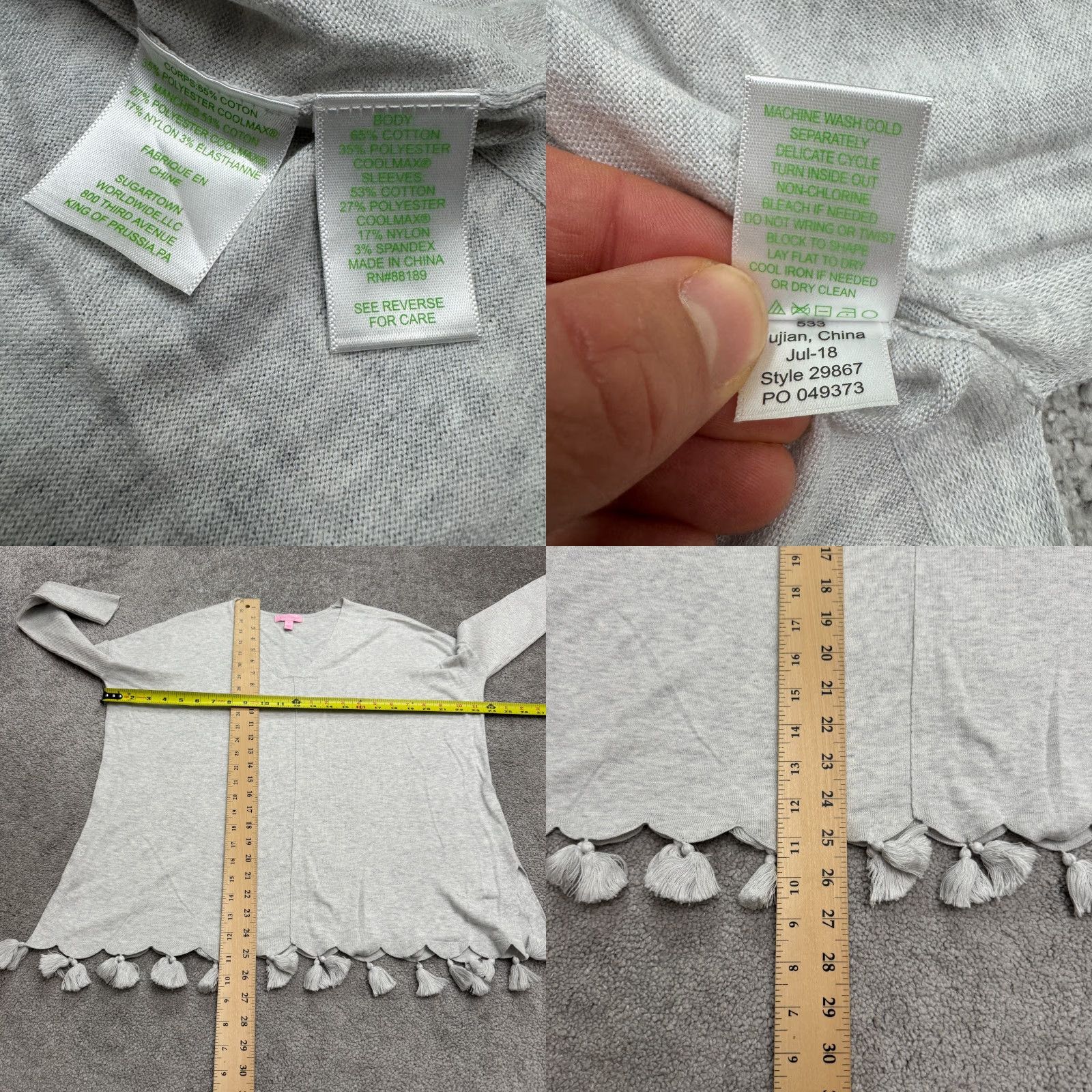 Lilly Pulitzer Lilly Pulitzer Pullover Sweater Womens Small Gray V-Neck Knit Casual Long Sleeve Size S / US 4 / IT 40 - 8 Thumbnail