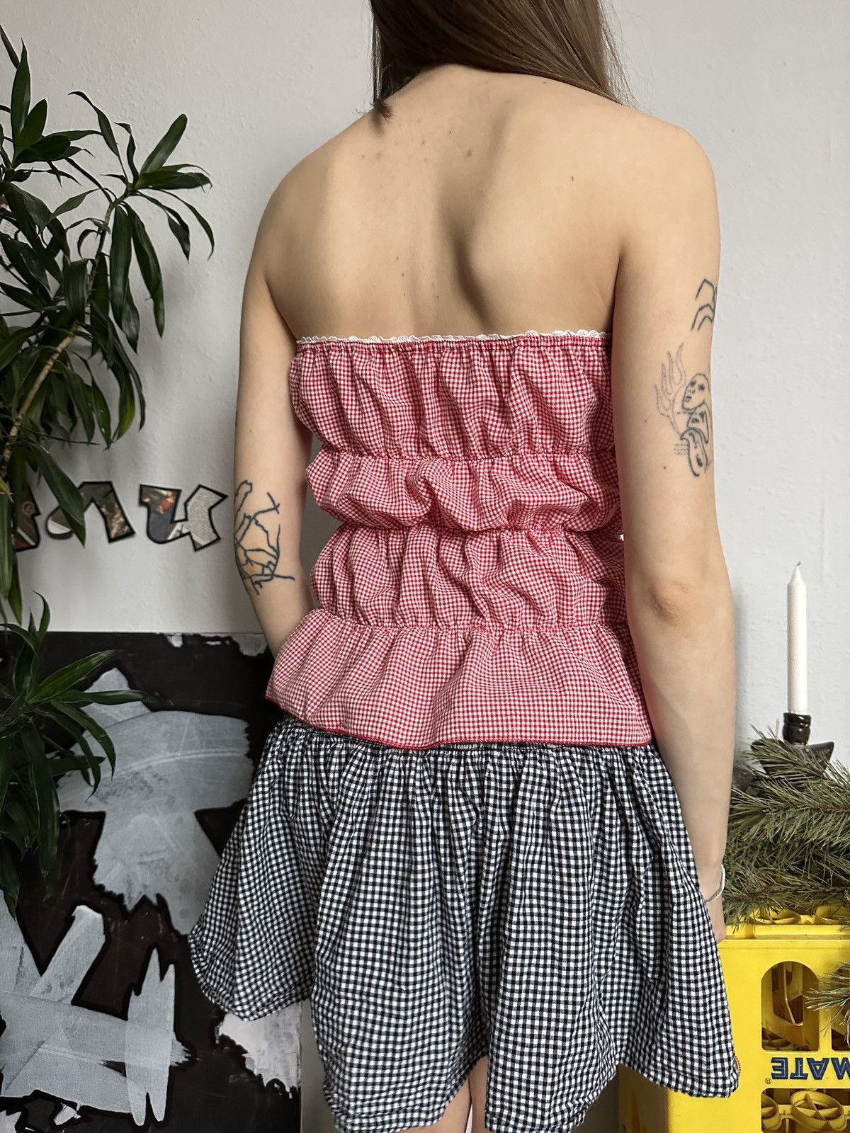 Japanese Brand × Vintage Scrunchy bow checkered gingham tank top y2k style Size M / US 6-8 / IT 42-44 - 4 Thumbnail