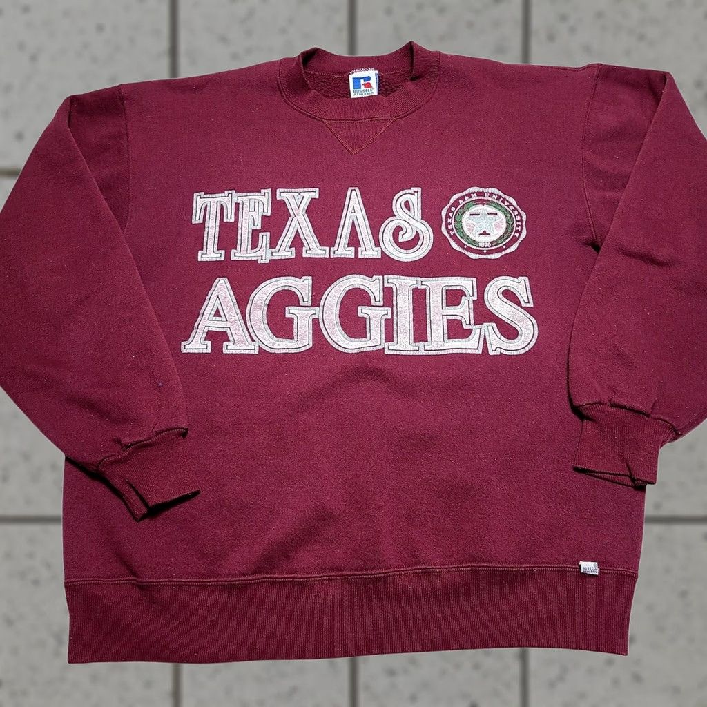 Russell Athletic VINTAGE Russell Athletic Texas A&M Aggies Crewneck Sweatshirt Women XL Maroon Crew Neck Pullover Heavyweight Graphic Print Regular Fit US Made Size XL / US 12-14 / IT 48-50 - 1 Thumbnail
