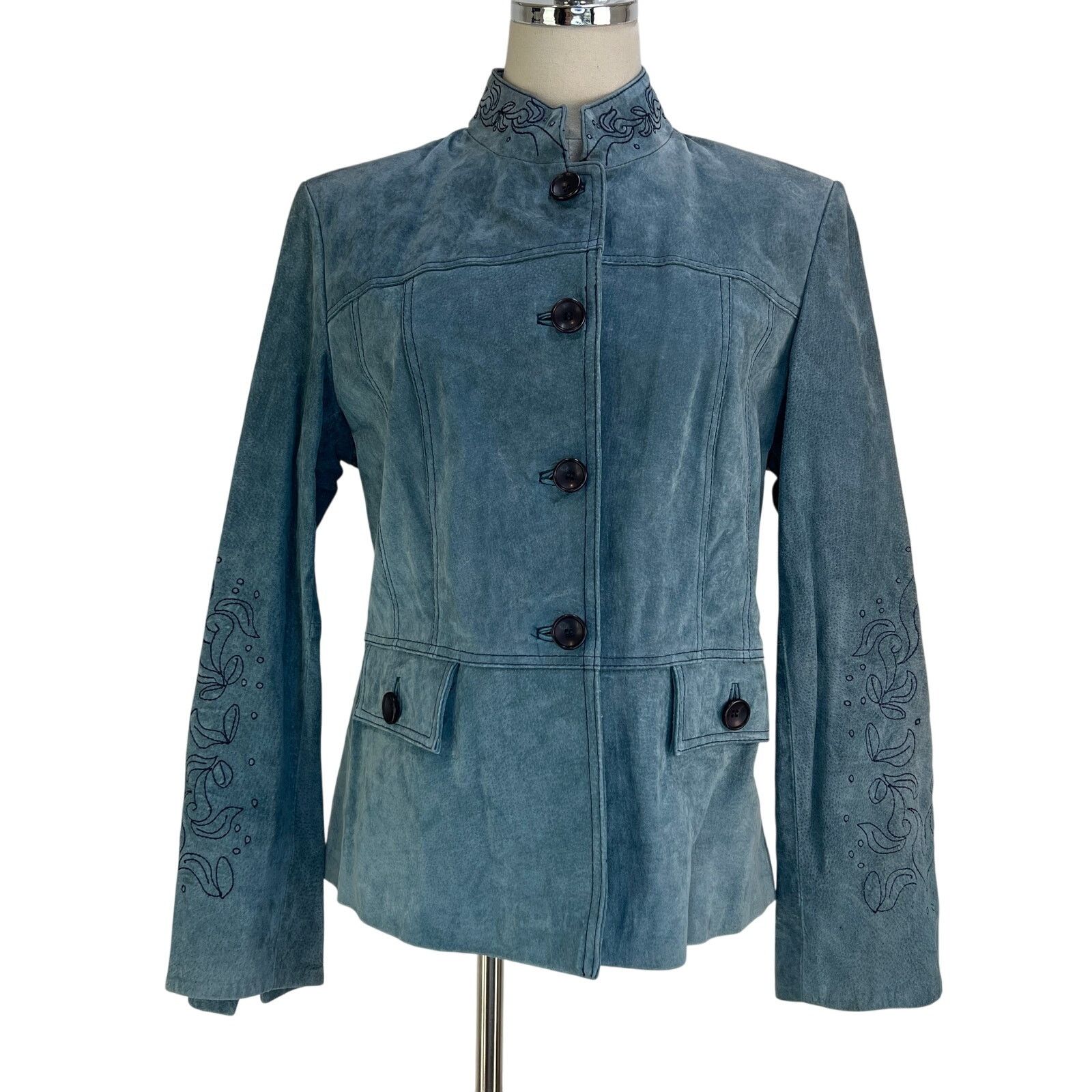Other × Vintage Pamela McCoy Suede Blue Jacket Embroidered Boho Western Size M / US 6-8 / IT 42-44 - 1 Thumbnail