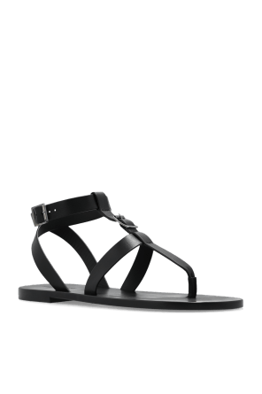 Saint Laurent Paris oc11z1125 Flat Sandals in Black Size US 7 / EU 40 - 4 Thumbnail