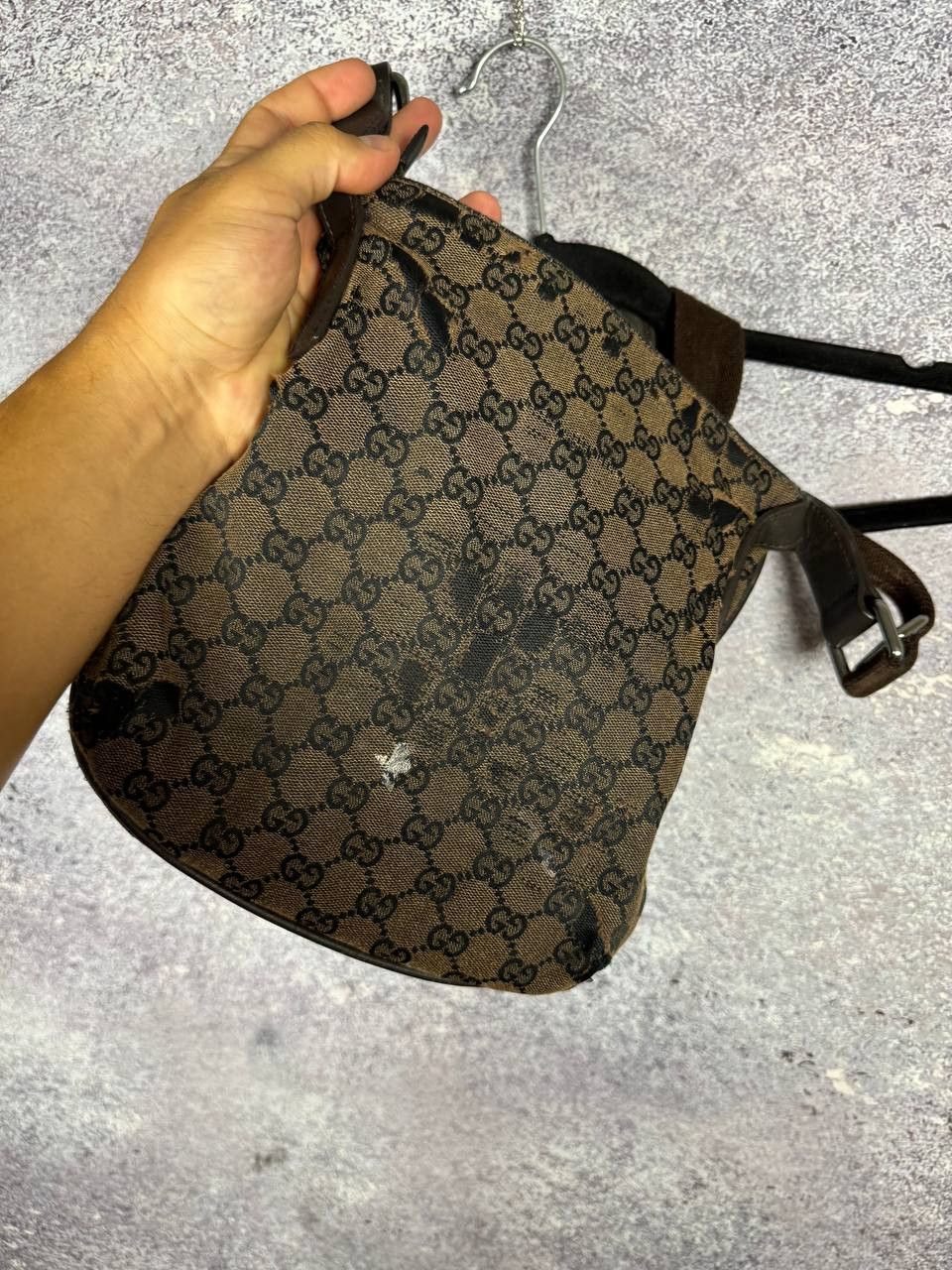 Gucci GUCCI GG Canvas Shoulder Bag Beige Dark Brown Auth Size ONE SIZE - 14 Thumbnail