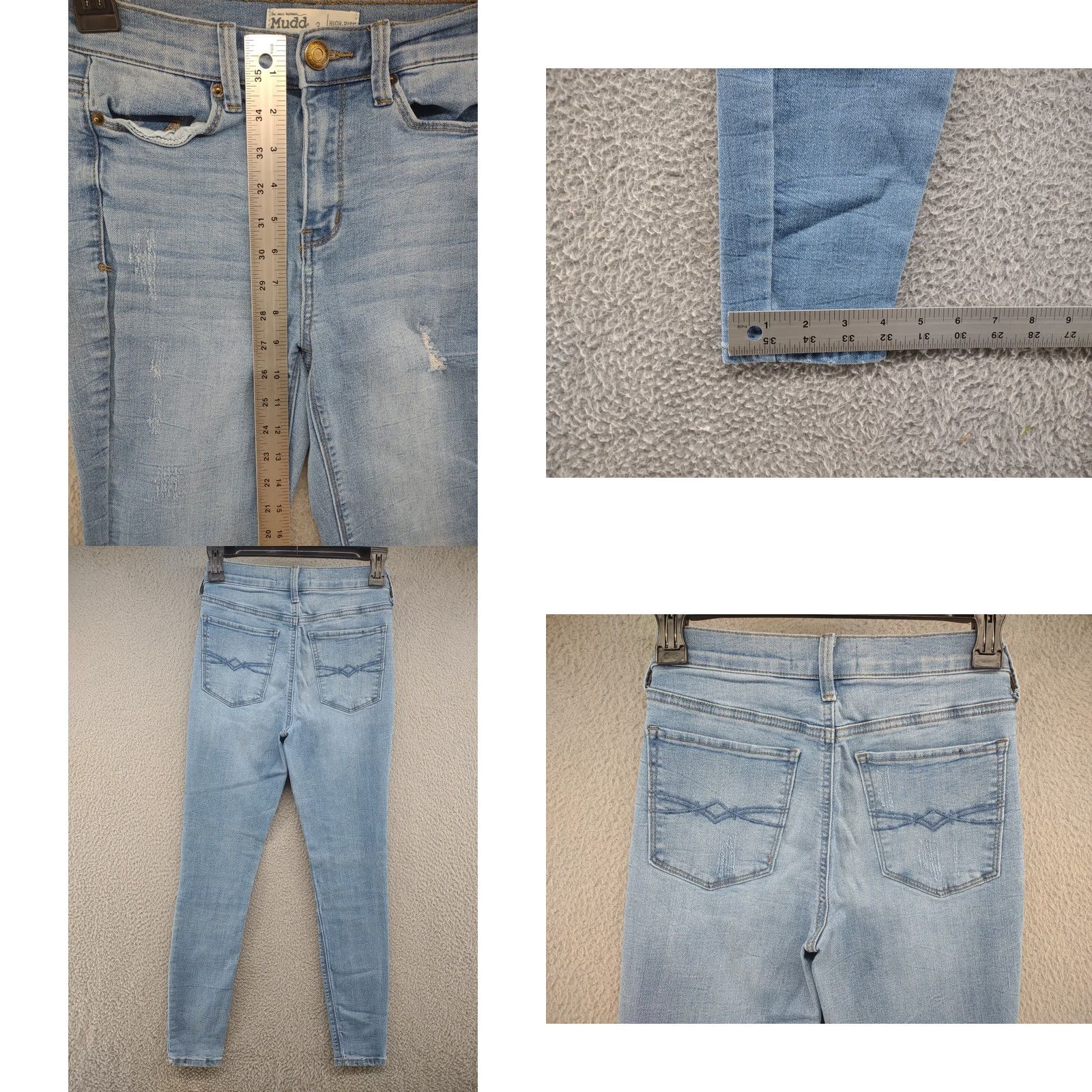 Vintage Mudd Women's Distressed High Rise Ankle Jeggings FLX Stretch Jeans SZ 3 Skinny Stretch Blue Denim 5-Pocket Womens Jegging Jeans Size 26" / US 2 / IT 38 - 8 Thumbnail