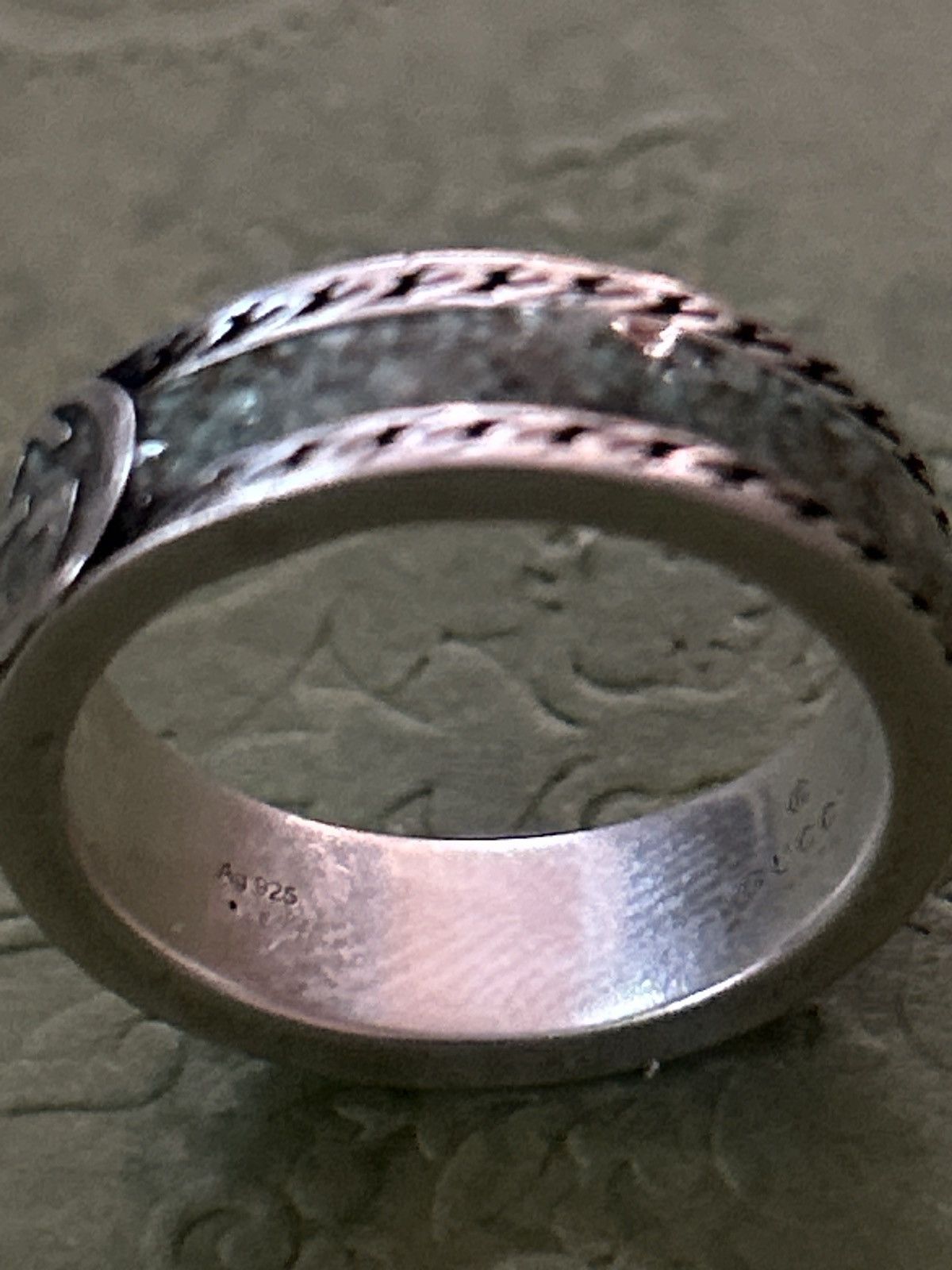 Gucci Gucci GG Sterling Silver Enamel Ring AG 925 Howlite 645573 Size ONE SIZE - 4 Thumbnail
