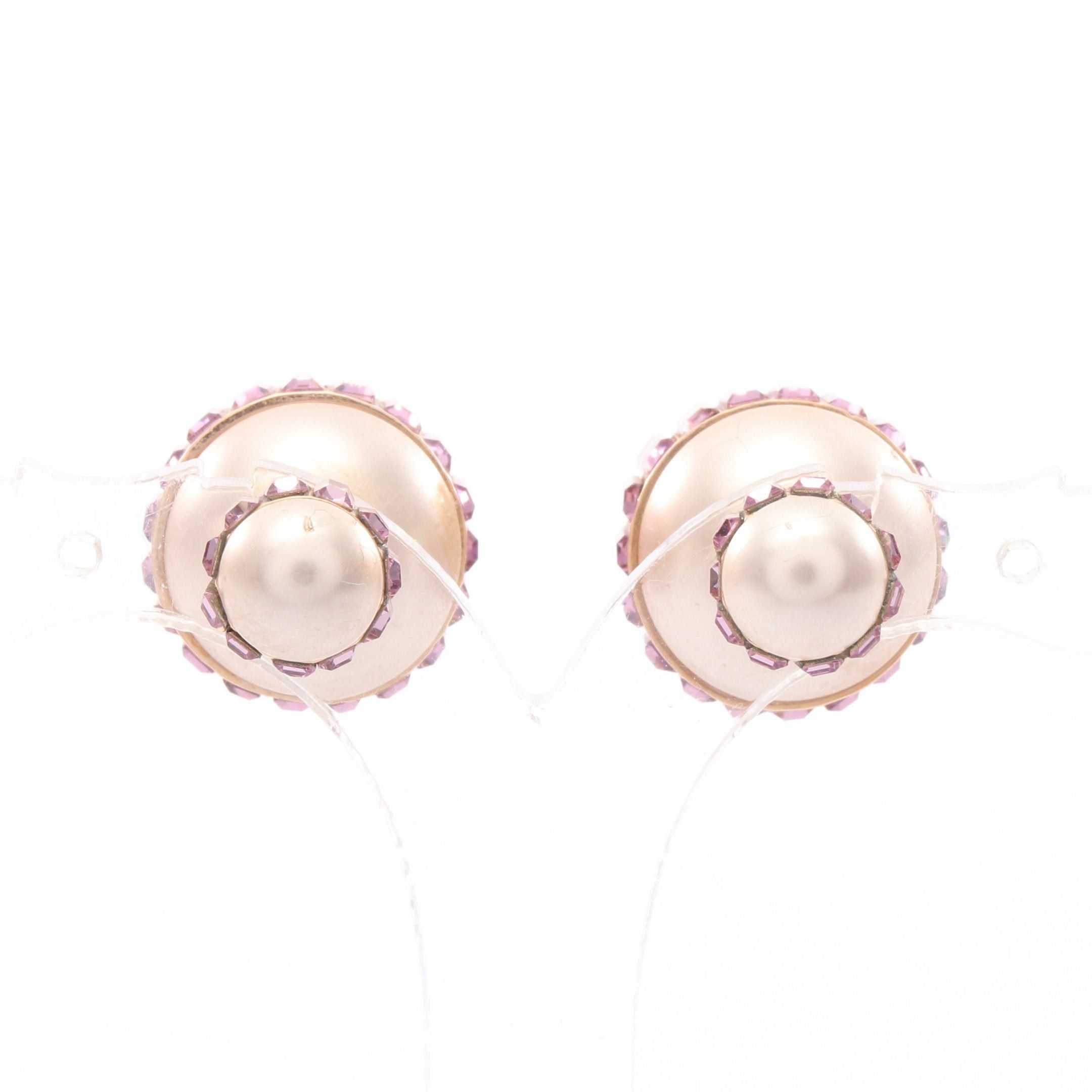 Dior Dior Tribal Earrings Gp Fake Pearl Rhinestone Pink Gold Size ONE SIZE - 1 Thumbnail