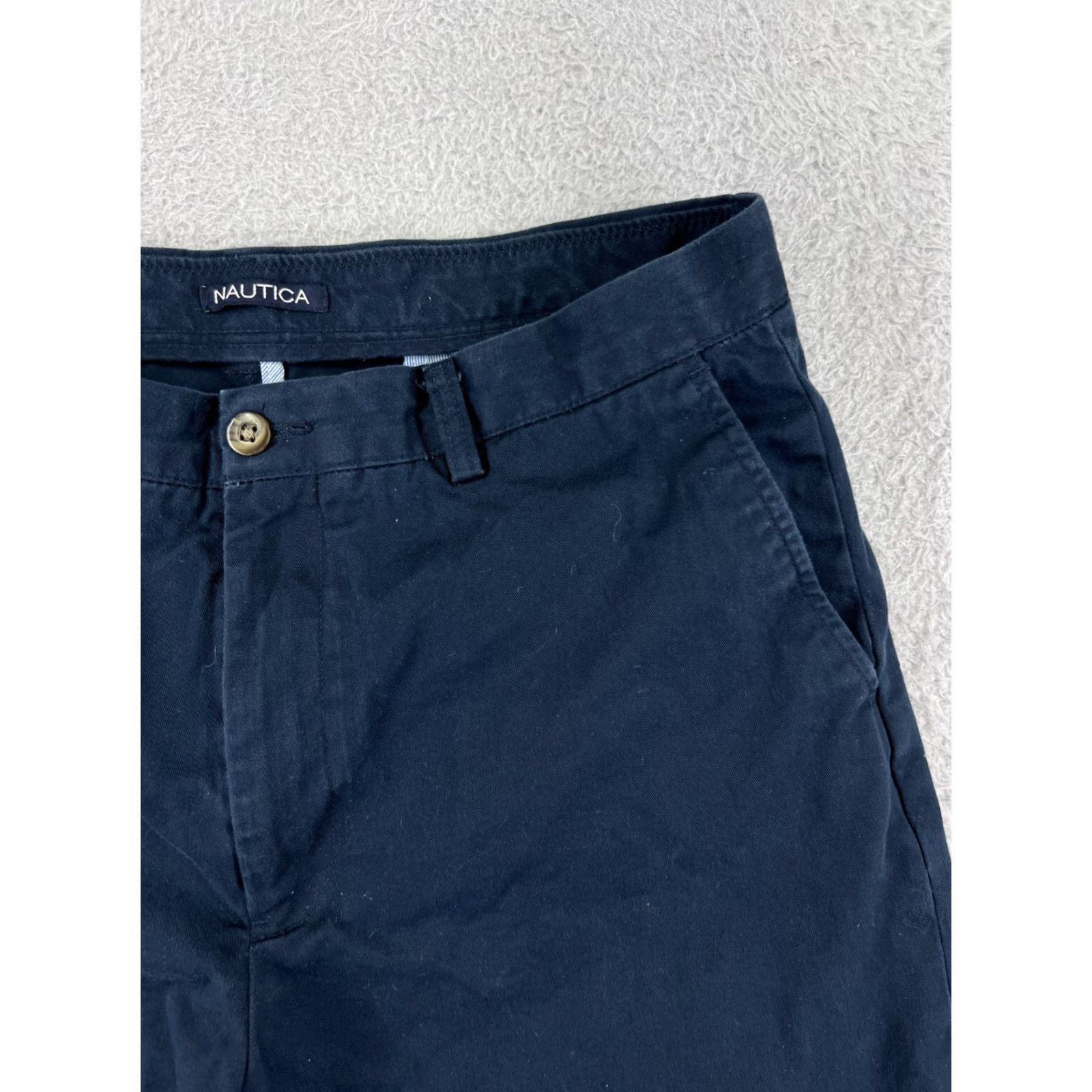 Nautica Nautica Shorts Mens 34 Blue 100% Cotton Twill Chino Zip Fly Casual Skate Surf - Regular Fit, Mid Rise, 10 Inseam, Cotton Canvas, Blue, Men Size US 34 / EU 50 - 7 Thumbnail