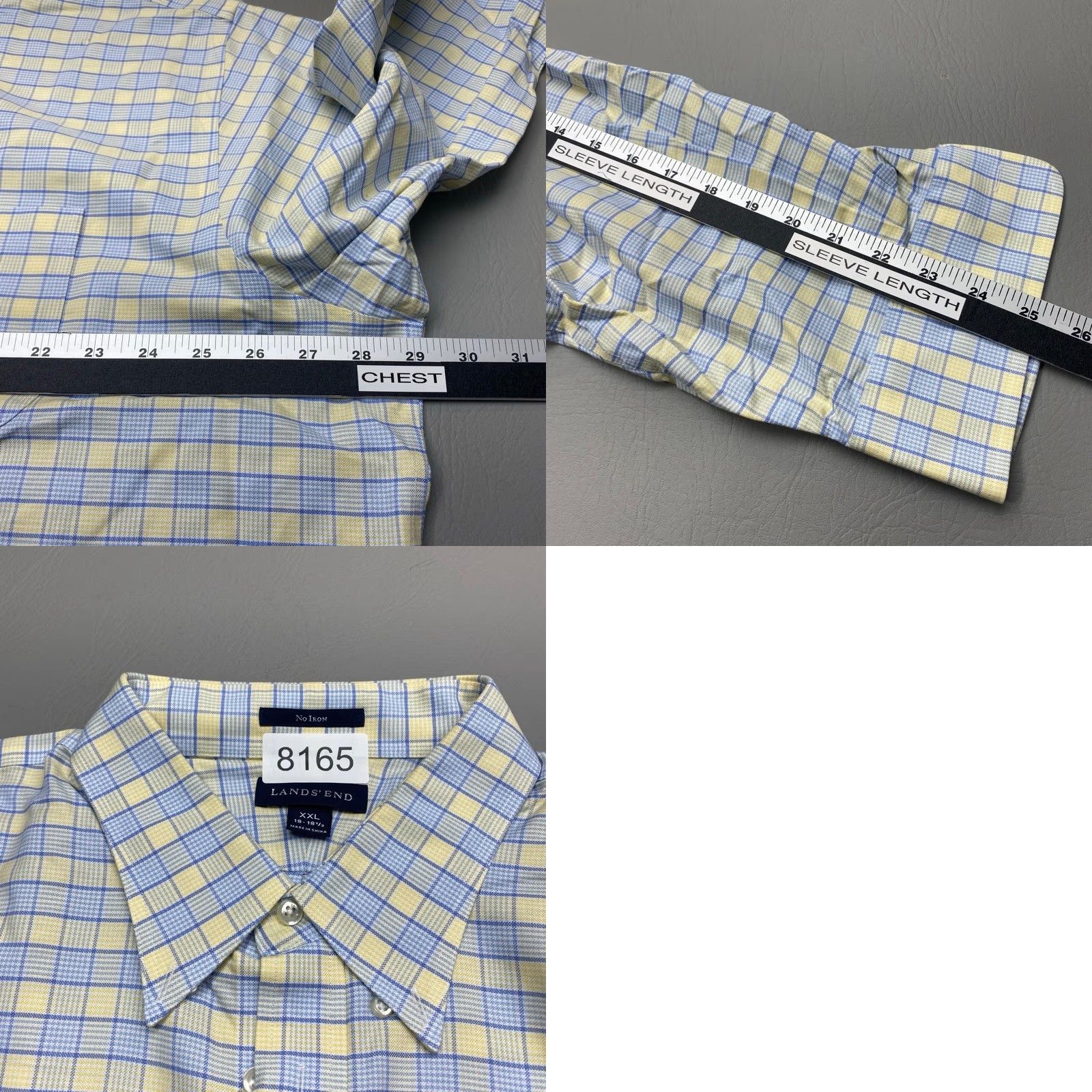 Lands' End Vintage Lands' End Shirt Mens 2XL Button-Down Long Sleeve Pocket Blue Yellow Check Plaid Shirt Size US XXL / EU 58 / 5 - 8 Thumbnail