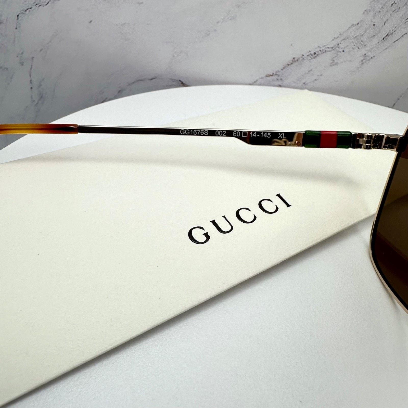Gucci New GUCCI Sunglasses Gold Metal Aviator Pilot Web Logo Size ONE SIZE - 15 Thumbnail