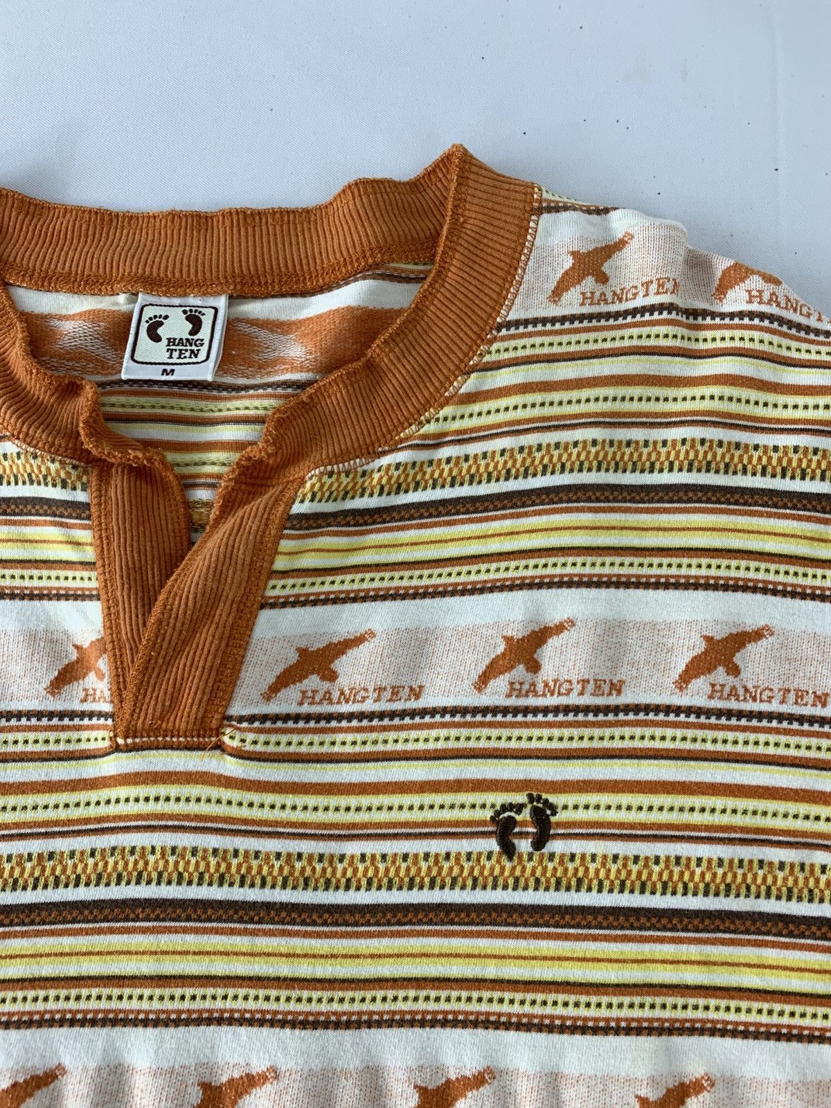 Hang Ten 90s Hang Ten Henley Neck Longsleeve Striped Tee Tshirt Size US M / EU 48-50 / 2 - 4 Thumbnail