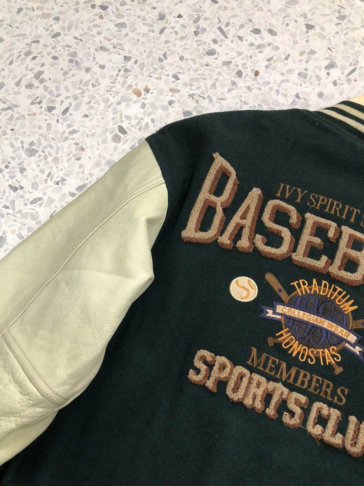 MLB Vtg 90s Ivy Spirit Baseball Team Varsity Jacket Arm Leather Size US L / EU 52-54 / 3 - 9 Thumbnail