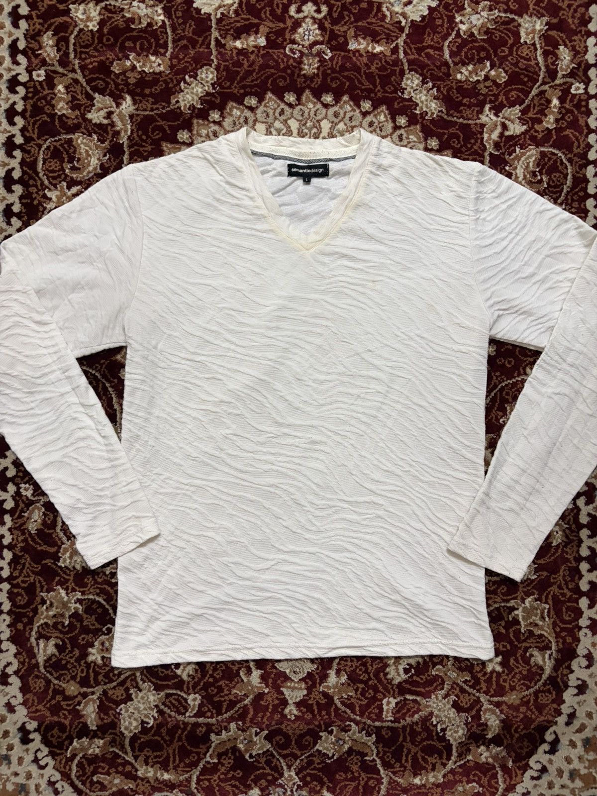 semanticdesign Tiger Textured V-Neck Long Sleeve Tee Shirt Size US M / EU 48-50 / 2 - 1 Thumbnail