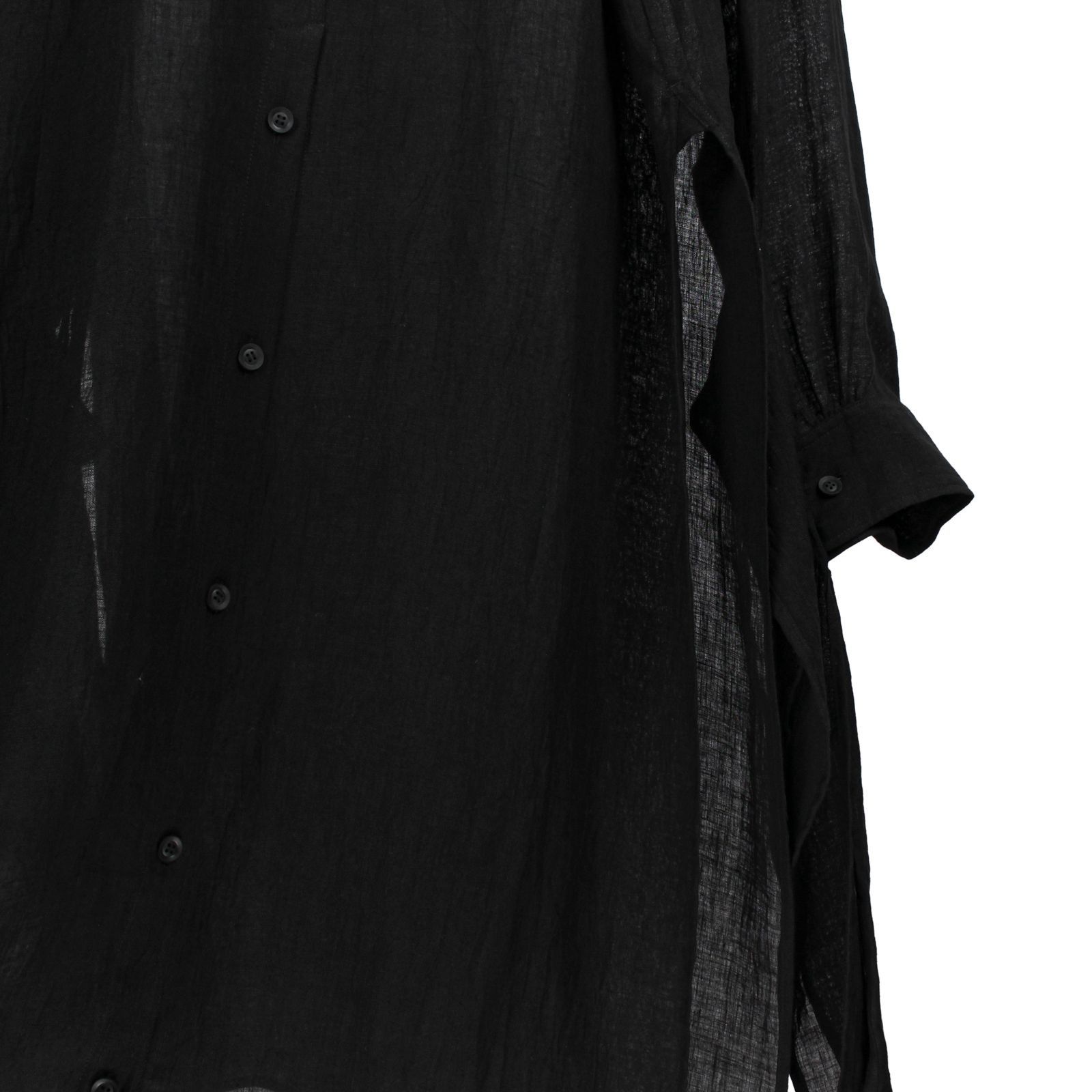 Yohji Yamamoto Yohji Yamamoto Pour Homme - Linen Gathered Hem Long Shirt Size US M / EU 48-50 / 2 - 14 Thumbnail