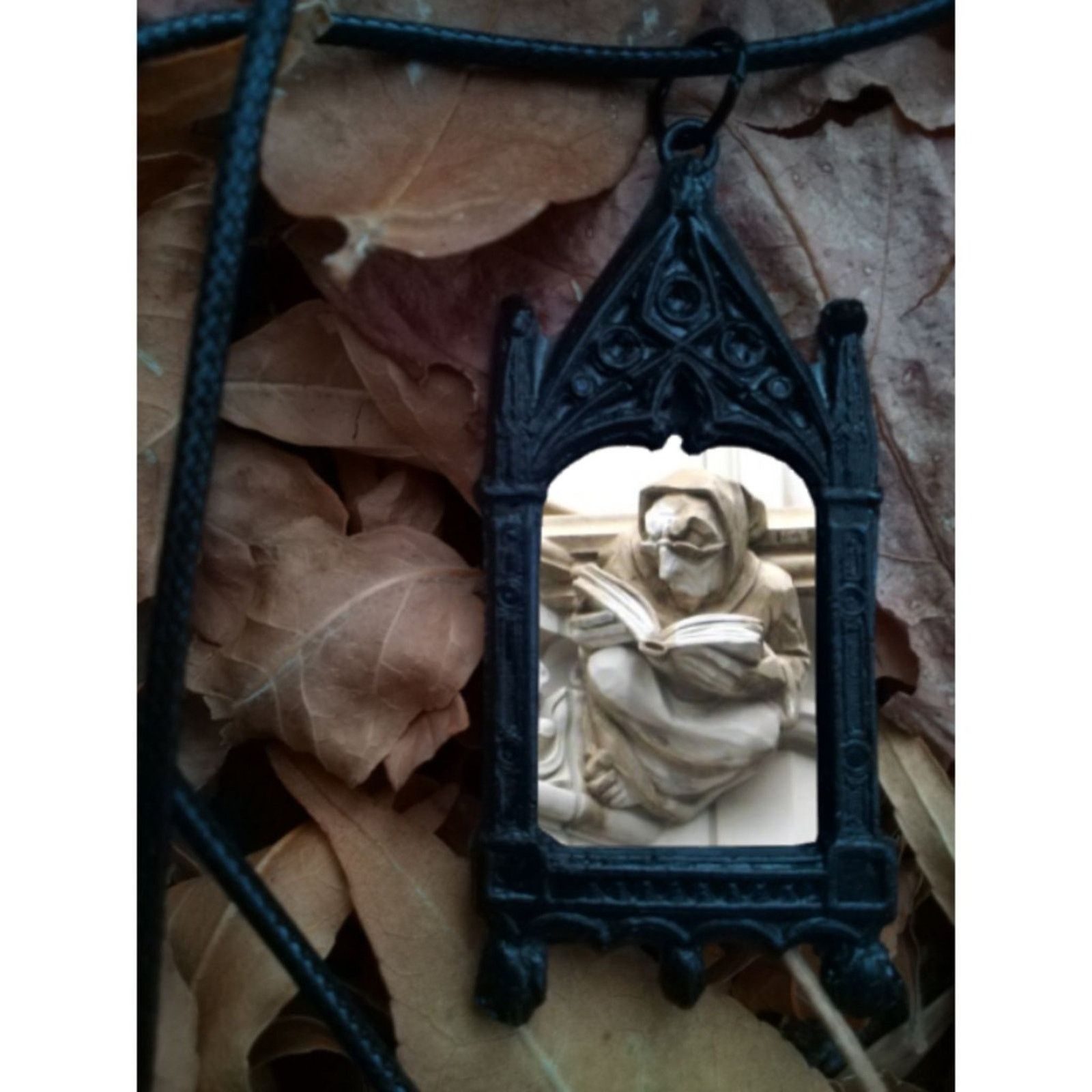 Goth Money Reading Gargoyle Pendant Stone Cathedral GothicNecklace Book Size ONE SIZE - 2 Thumbnail